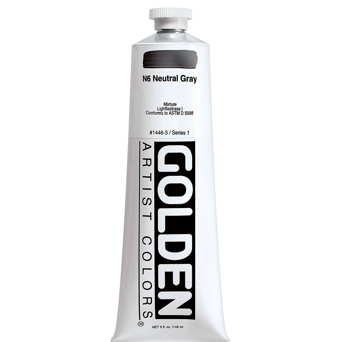 Golden Heavy Body Acrylic Paint - Neutral Gray N6, 5 oz tube