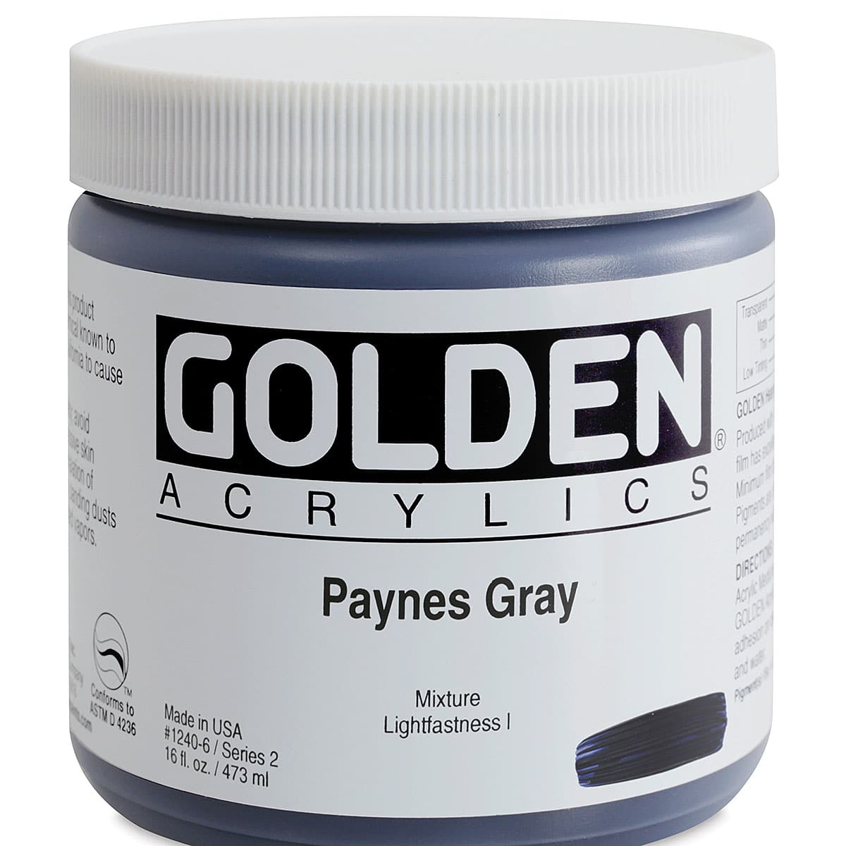 Golden Heavy Body Artist Acrylics - Paynes Gray, 16 oz Jar