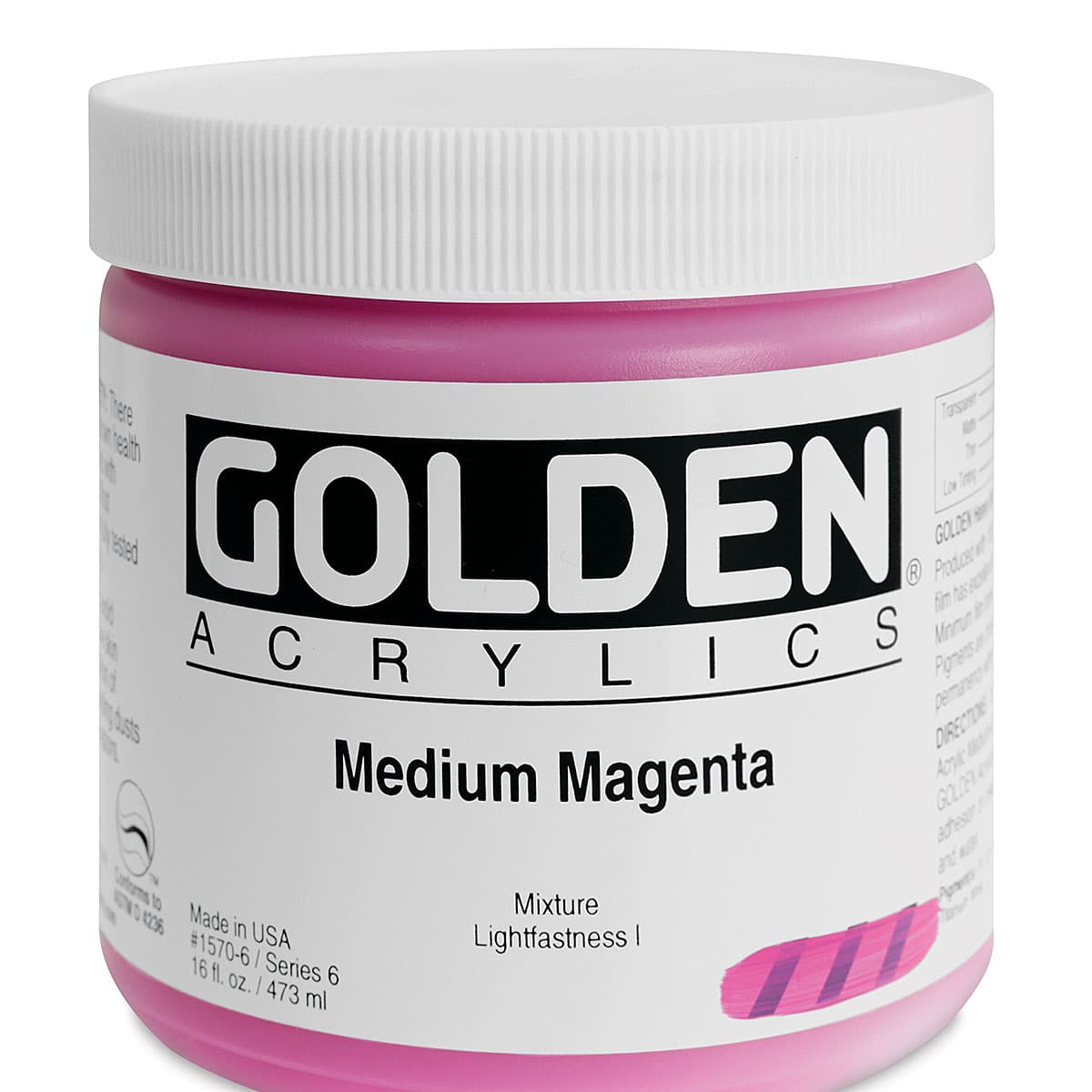Golden Heavy Body Artist Acrylics - Medium Magenta, 16 oz Jar