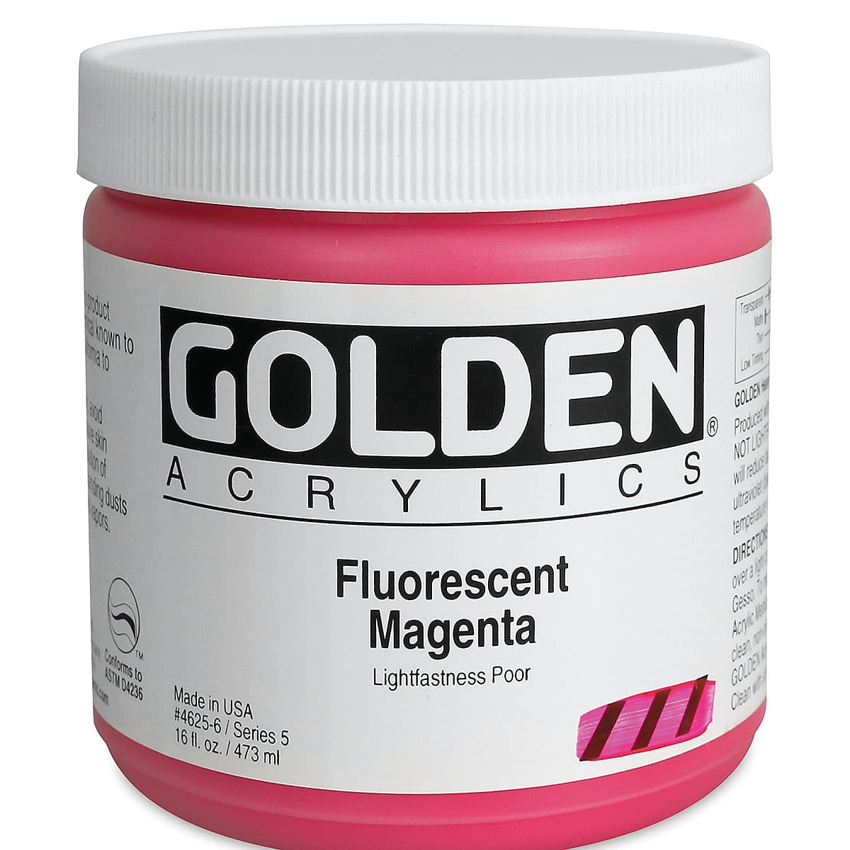 Golden Heavy Body Acrylic Paint - Fluorescent Magenta, 16 oz jar