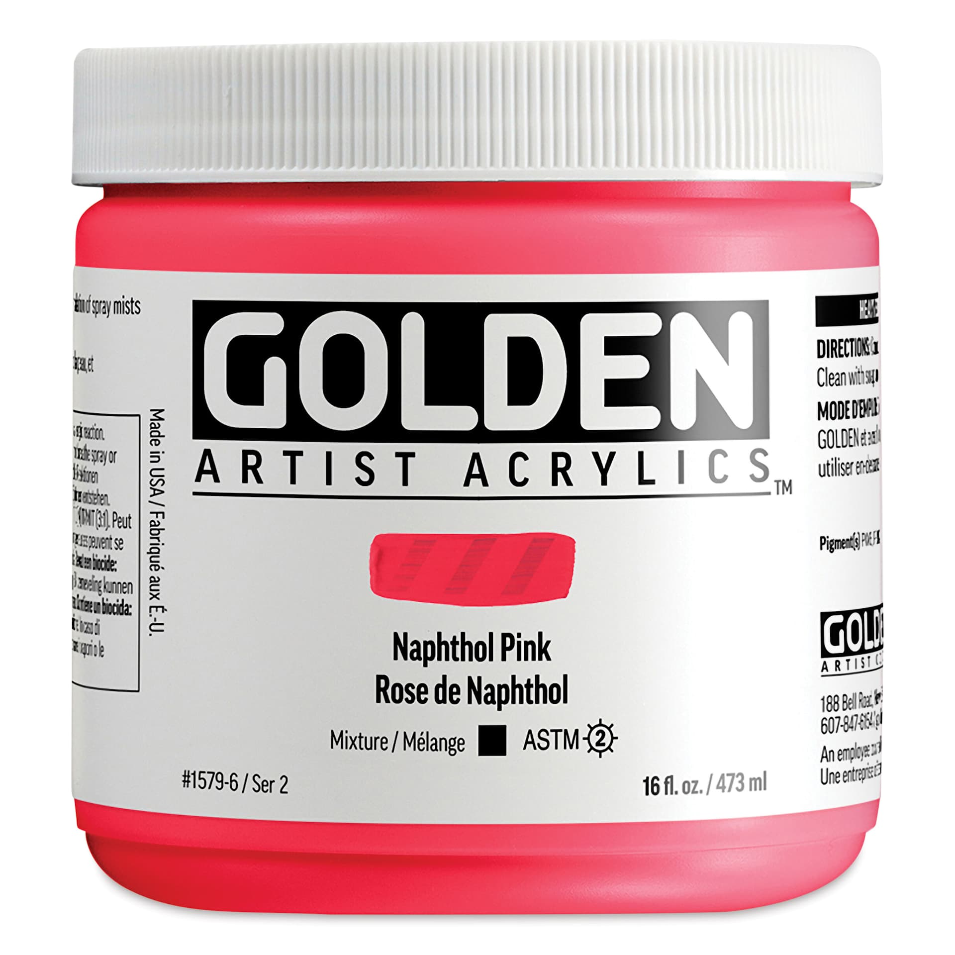 Golden Heavy Body Acrylic Paint - Naphthol Pink, 473 ml Jar