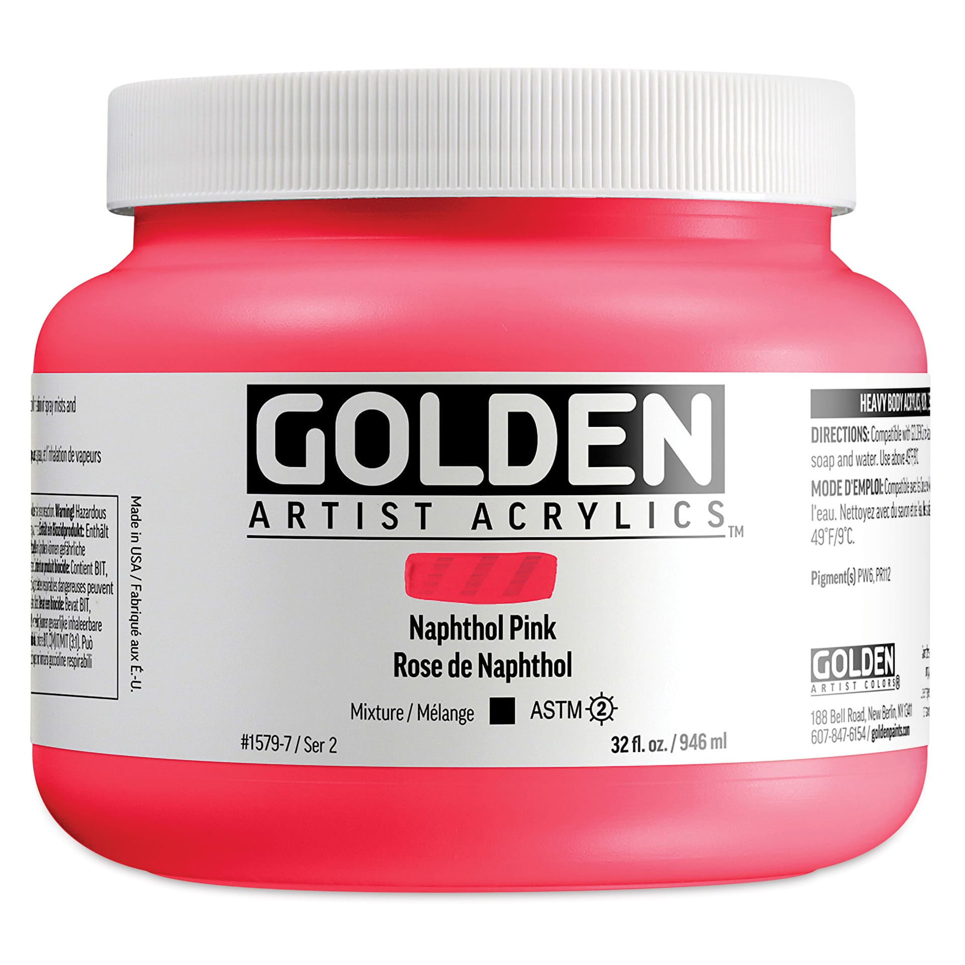 Golden Heavy Body Acrylic Paint - Naphthol Pink, 946 ml Jar