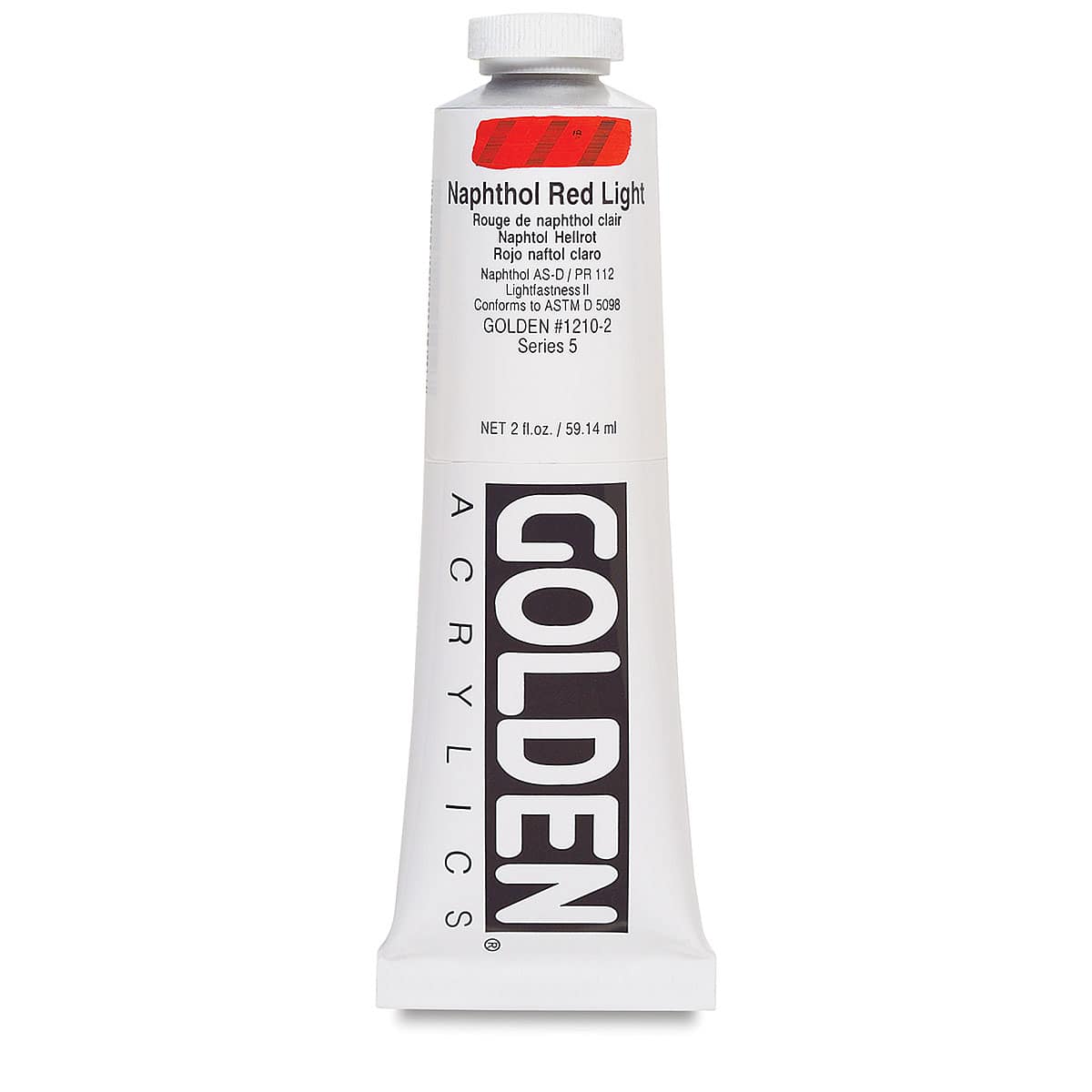 Golden Heavy Body Artist Acrylics - Naphthol Red Light, 2 oz Tube