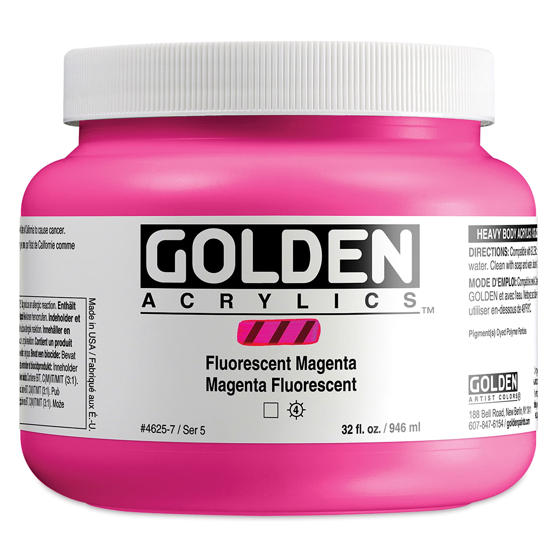 Golden Heavy Body Artist Acrylics - Fluorescent Magenta, 32 oz Jar