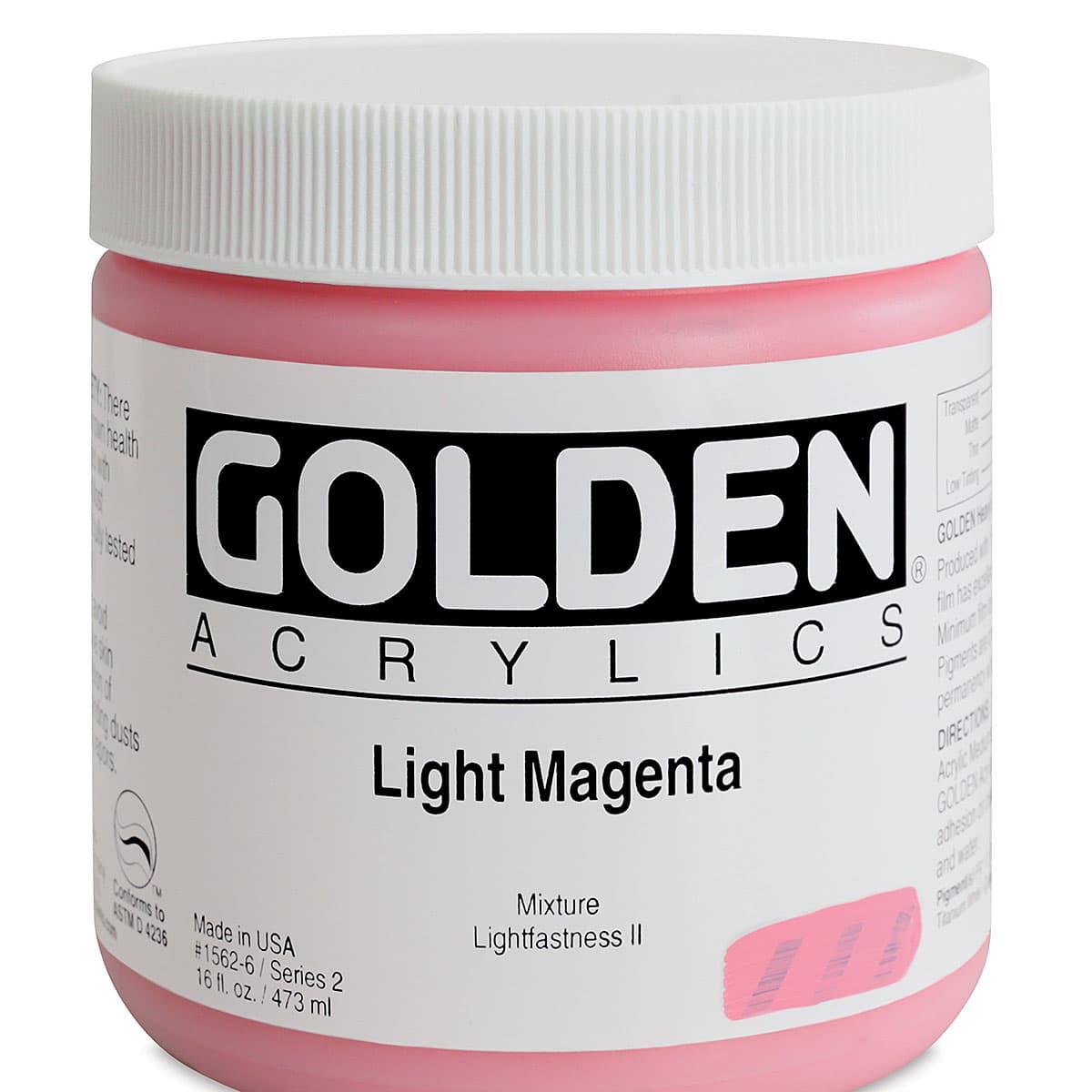 Golden Heavy Body Artist Acrylics - Light Magenta, 16 oz Jar