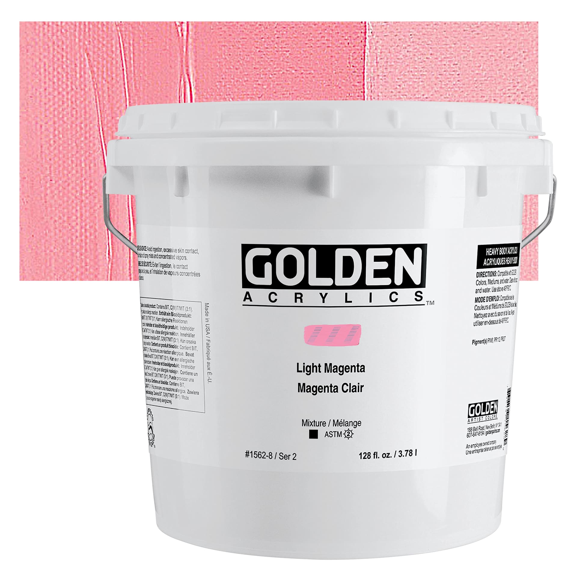 Golden Heavy Body Acrylic Paint - Light Magenta, 128 oz Bucket and Swatch