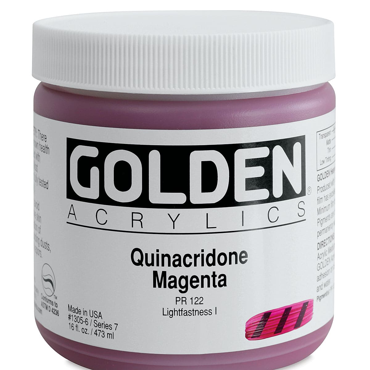 Golden Heavy Body Artist Acrylics - Quinacridone Magenta, 16 oz Jar