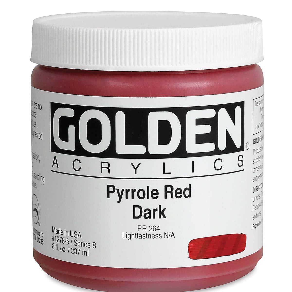 Golden Heavy Body Artist Acrylics - Pyrrole Red Dark, 8 oz Jar