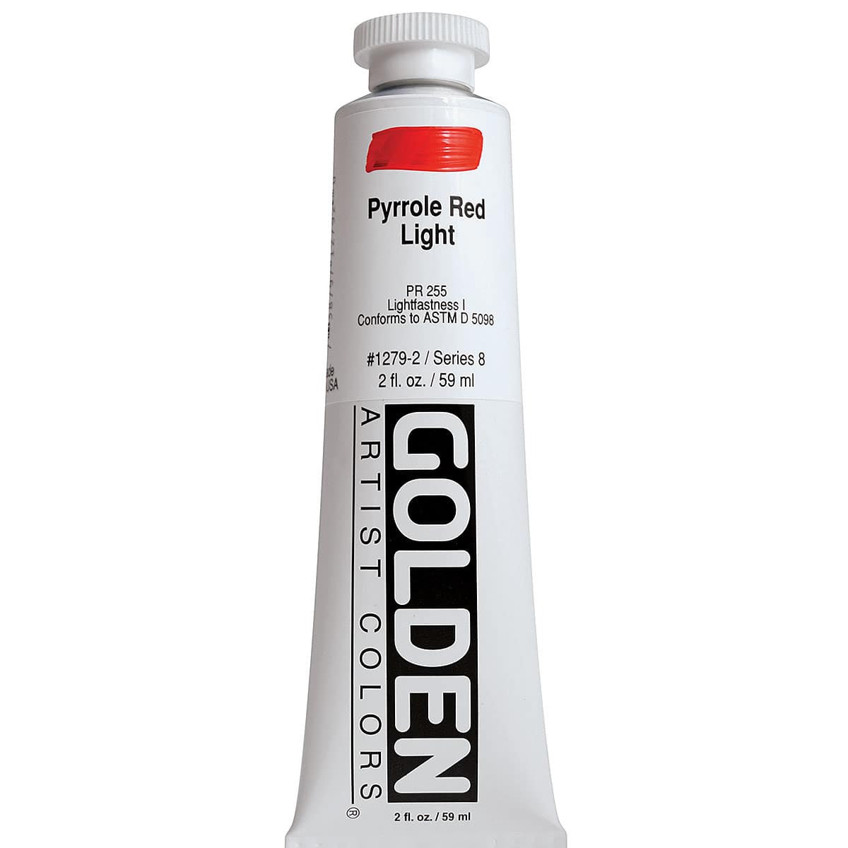 Golden Heavy Body Artist Acrylics - Pyrrole Red Light, 2 oz Tube