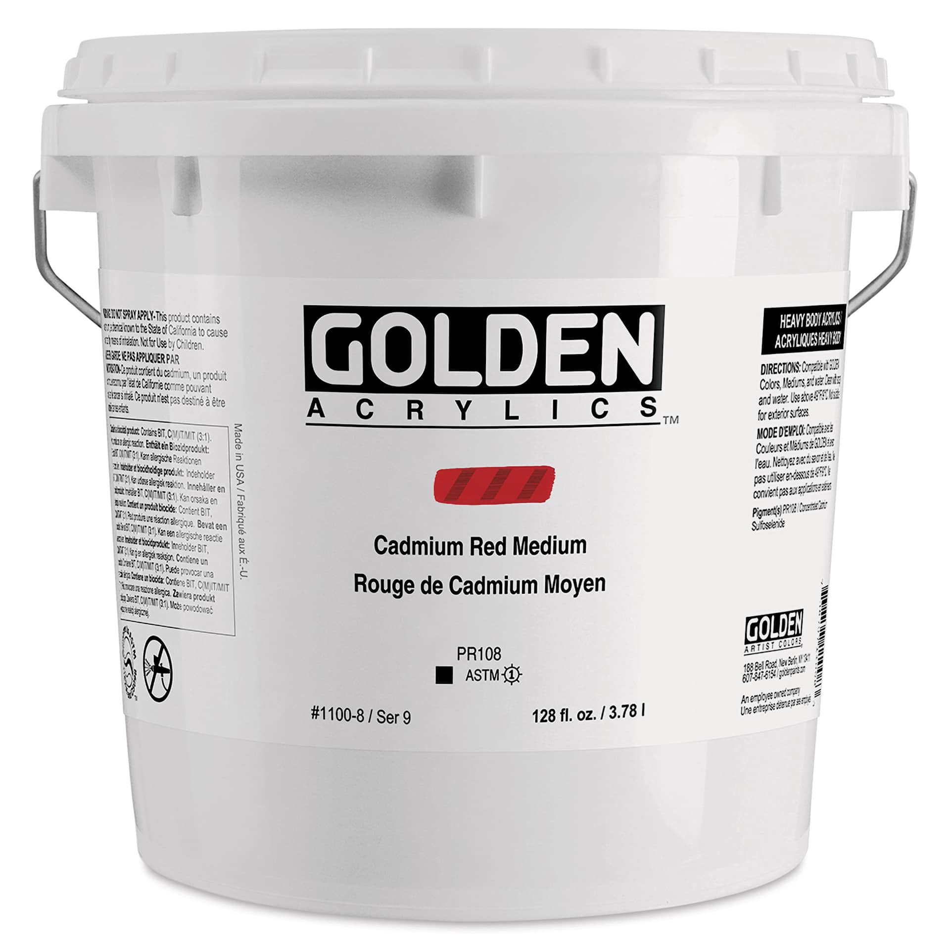 Golden Heavy Body Acrylic Paint - Cadmium Red Medium (CP), 3.78 L Bucket
