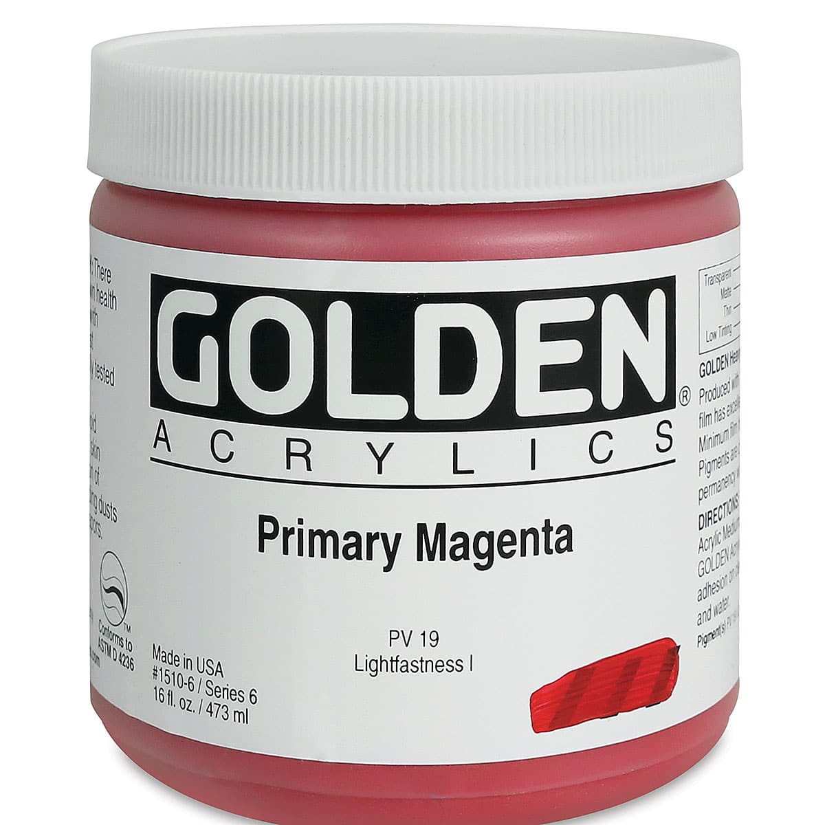 Golden Heavy Body Artist Acrylics - Primary Magenta, 16 oz Jar