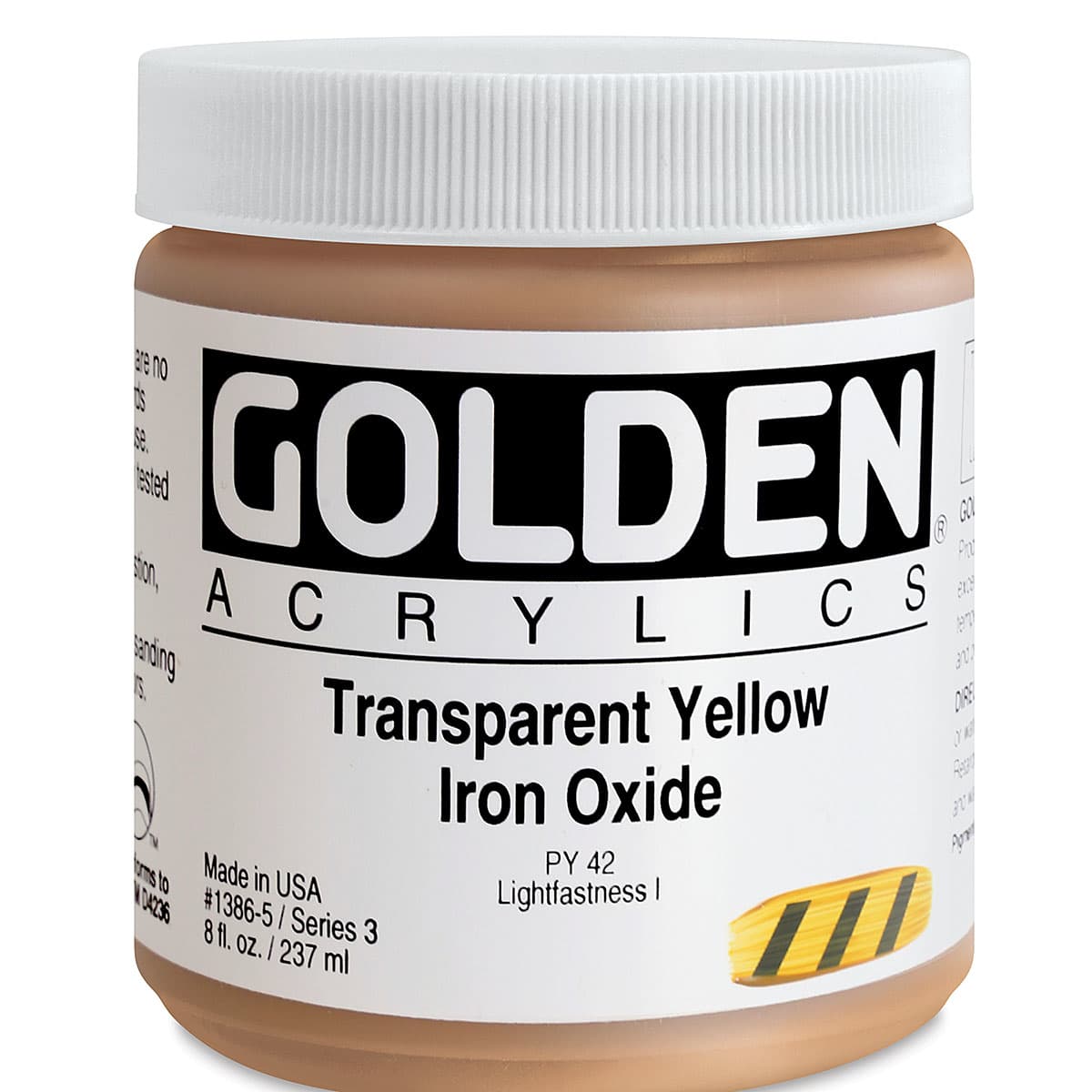 Golden Heavy Body Artist Acrylics - Transparent Yellow Iron Oxide, 8 oz Jar
