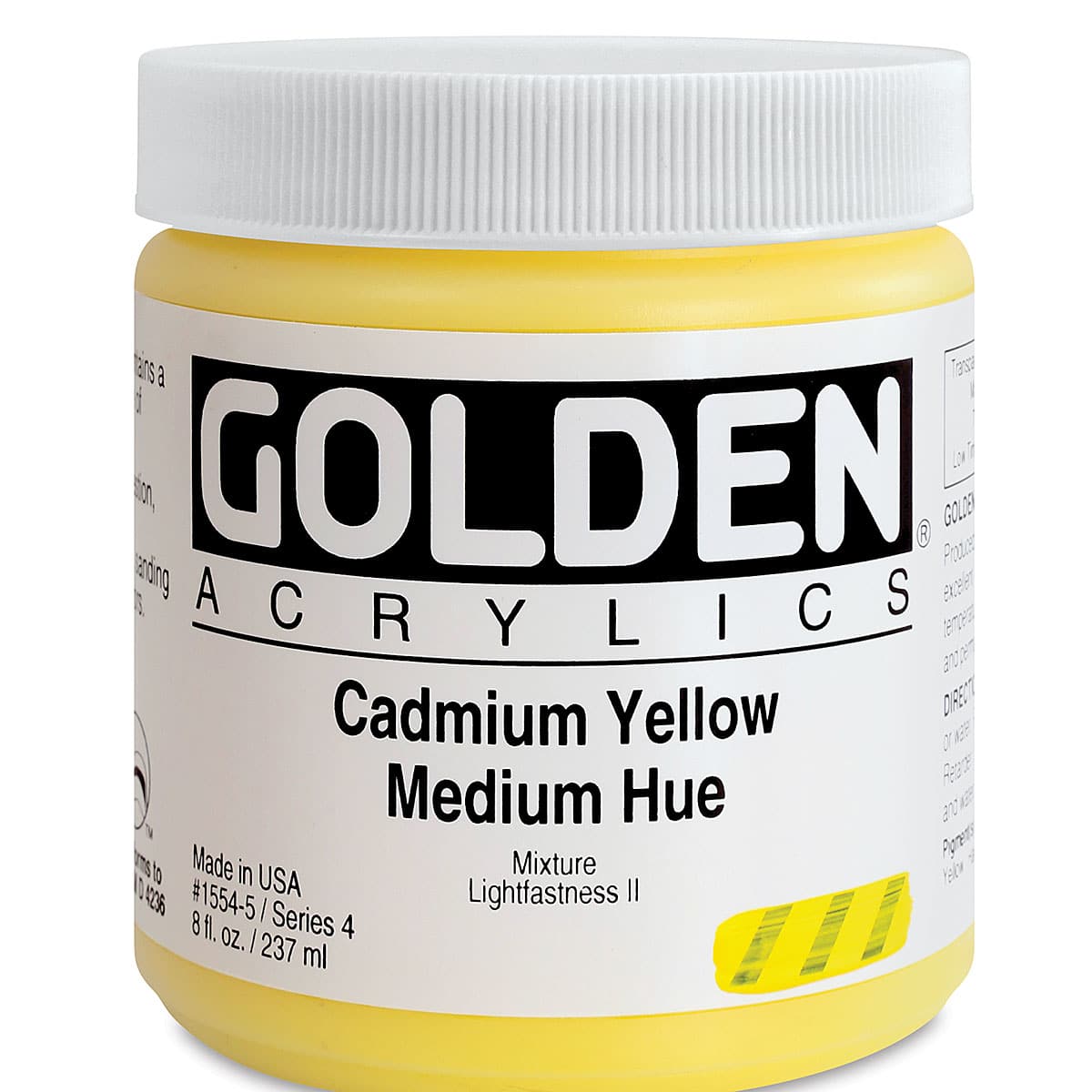 Golden Heavy Body Artist Acrylics - Cadmium Yellow Medium Hue, 8 oz jar