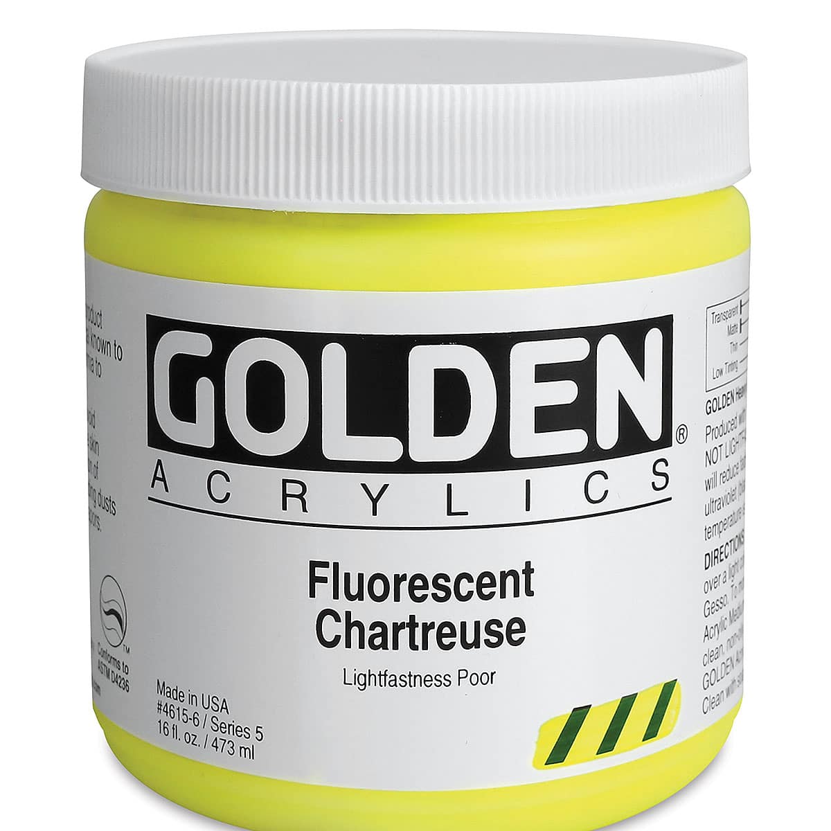 Golden Heavy Body Artist Acrylics - Fluorescent Chartreuse, 16 oz jar