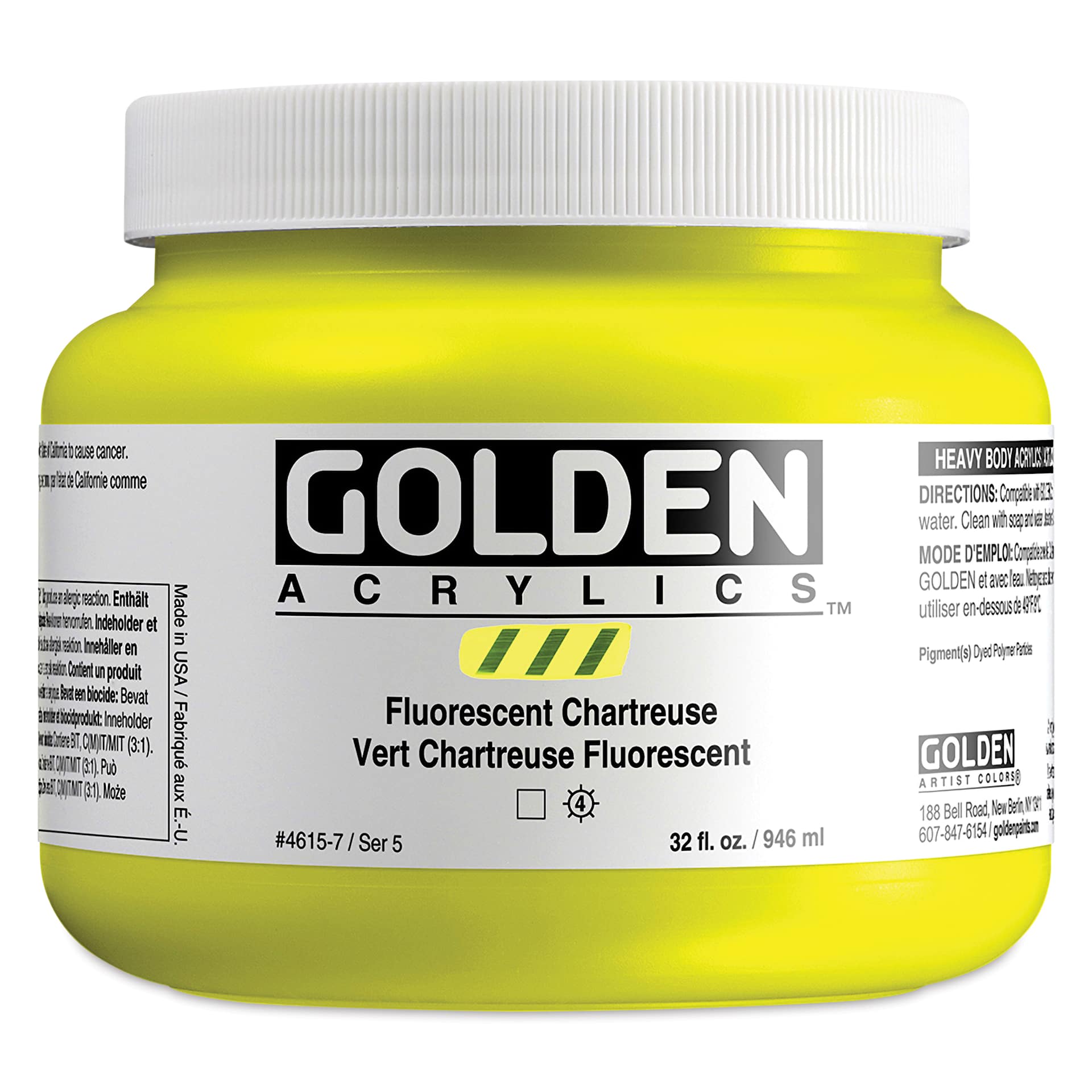 Golden Heavy Body Artist Acrylics -  Fluorescent Chartreuse, 32 oz Jar