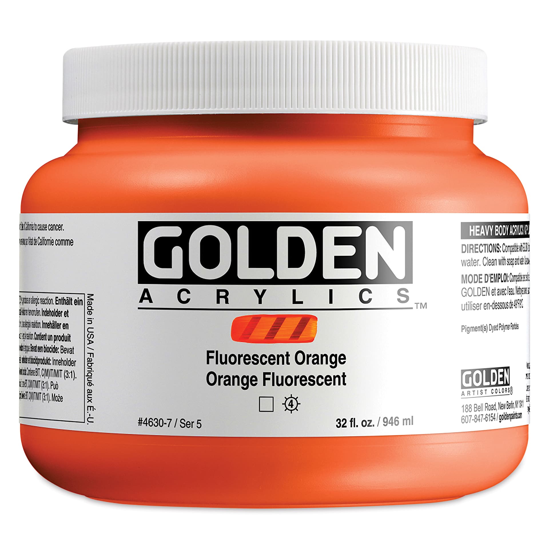 Golden Heavy Body Artist Acrylics - Primary Yellow, 32 oz Jar