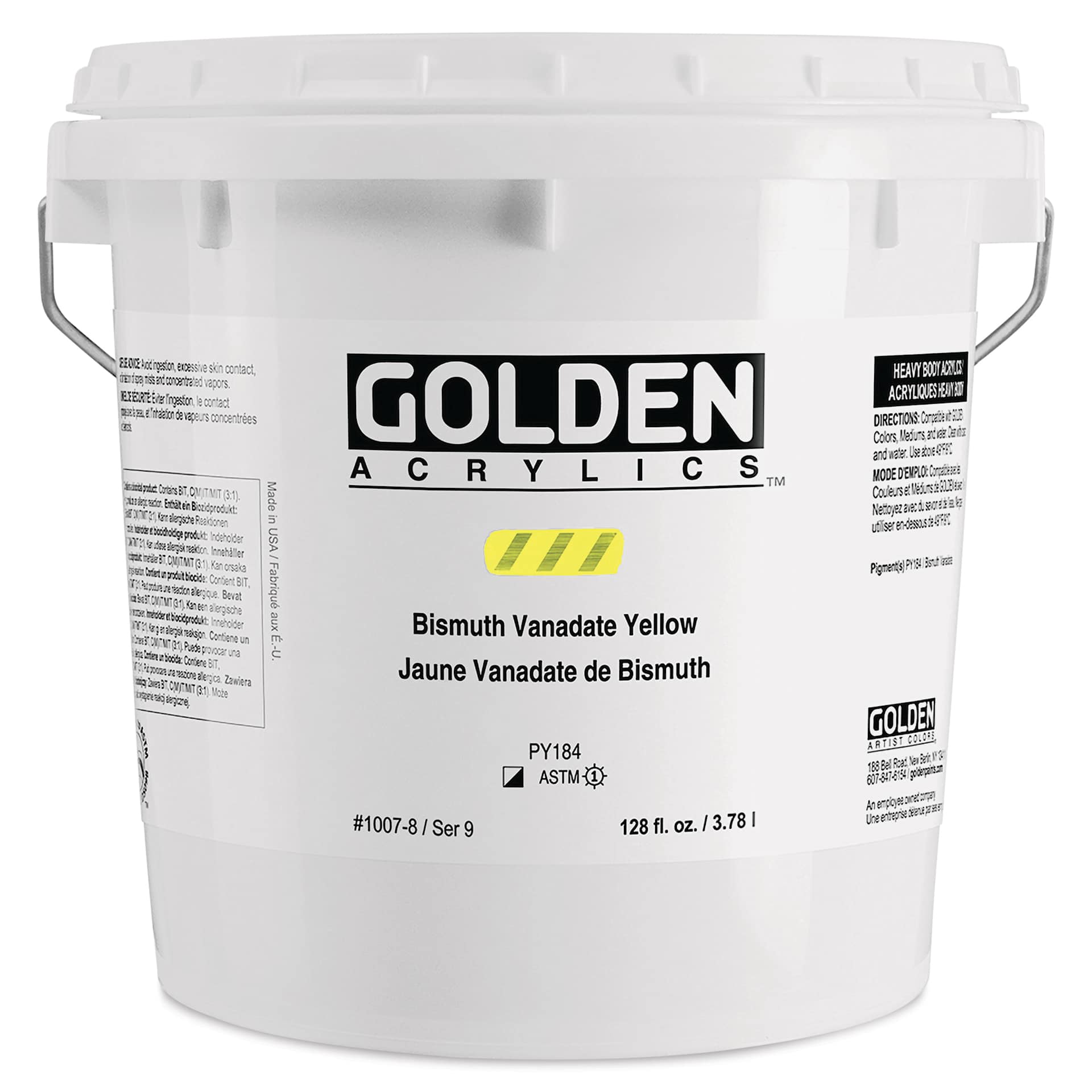 Golden Heavy Body Artist Acrylics - Bismuth Vanadate Yellow, 128 oz Bucket