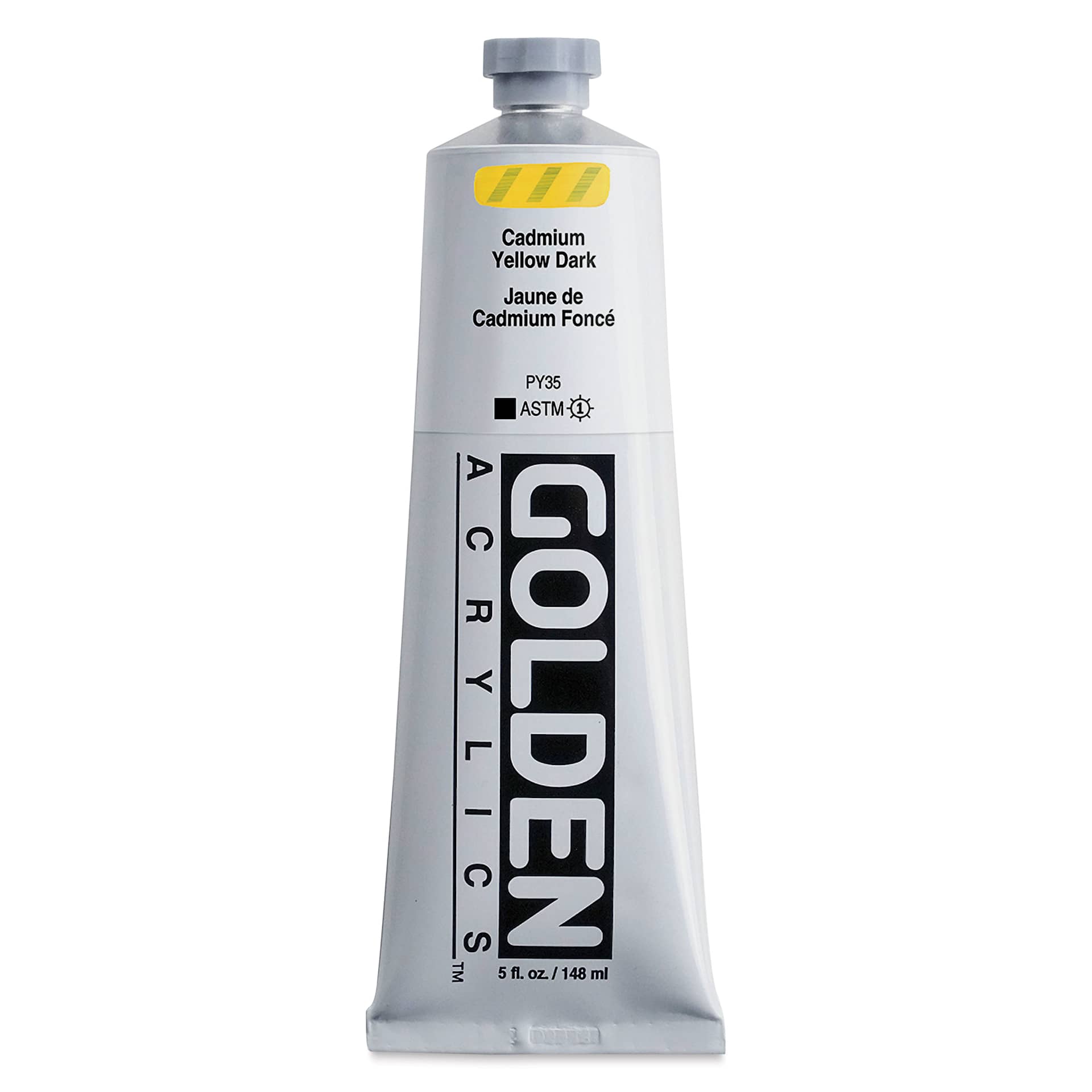 Golden Heavy Body Artist Acrylics - Cadmium Yellow Dark, 5 oz tube