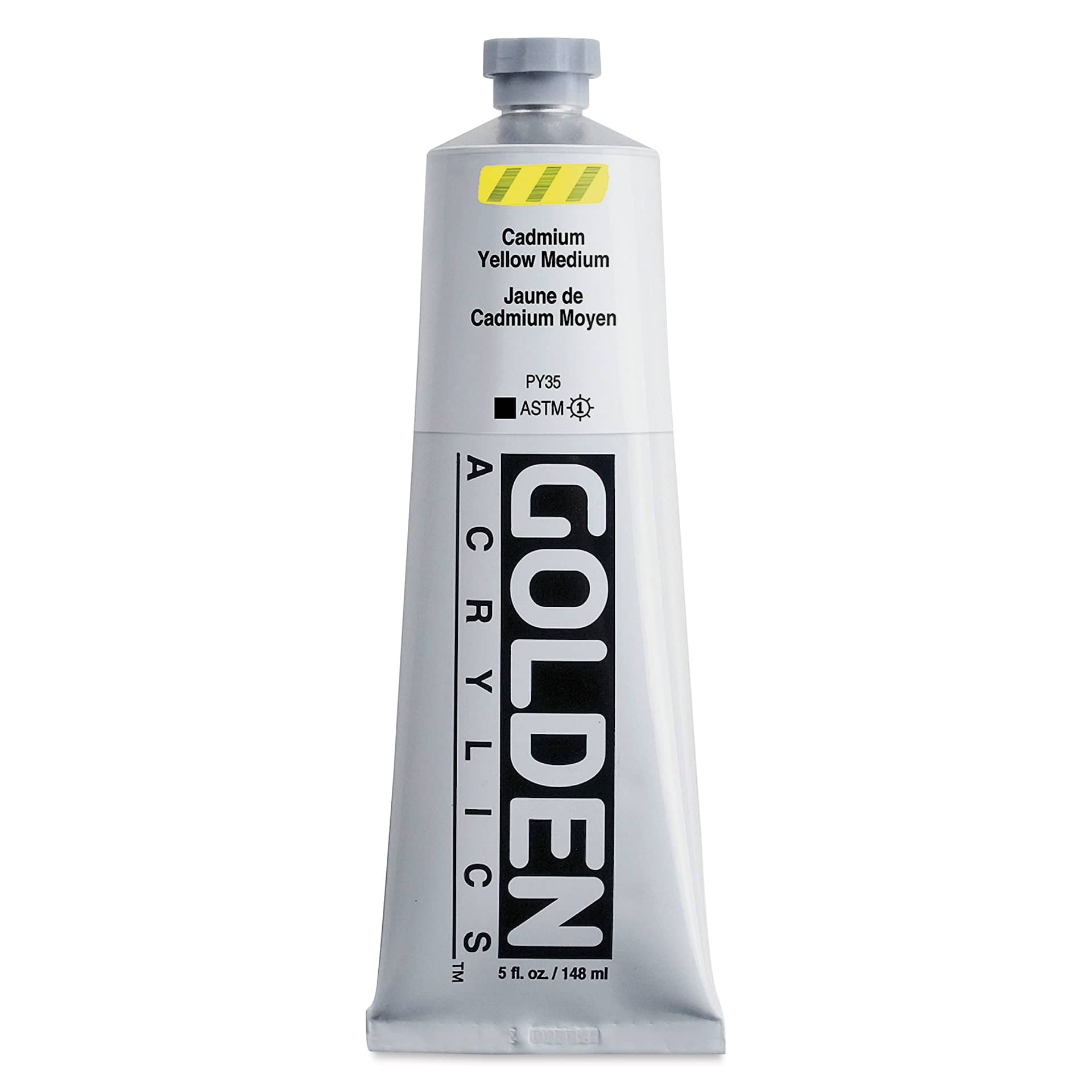 Golden Heavy Body Artist Acrylics - Cadmium Yellow Medium, 5 oz Tube