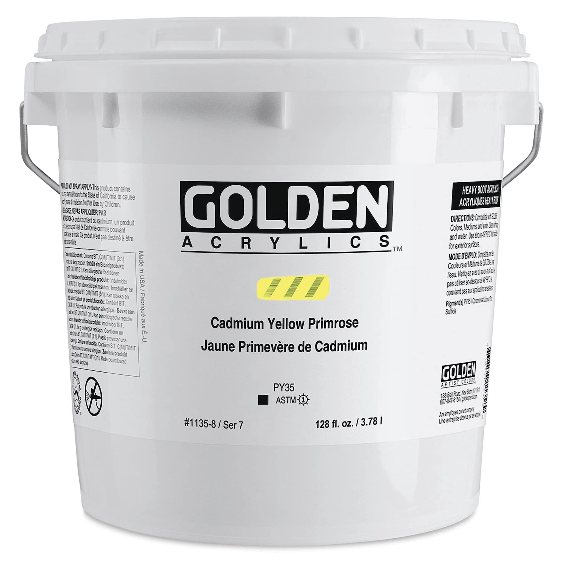 Golden Heavy Body Acrylic Paint - Cadmium Yellow Primrose (CP), 3.78 L Bucket