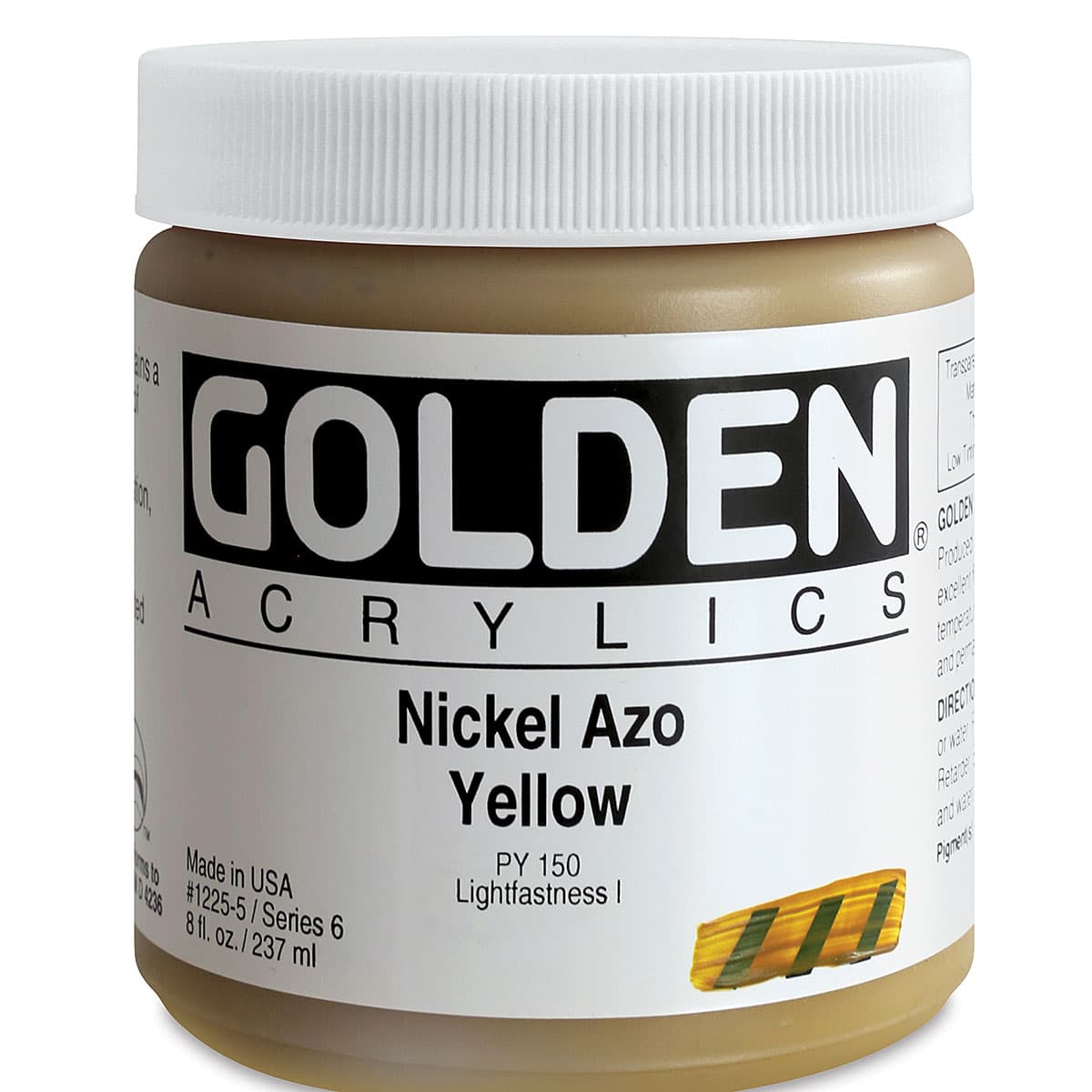 Golden Heavy Body Artist Acrylics - Nickel Azo Yellow, 8 oz Jar