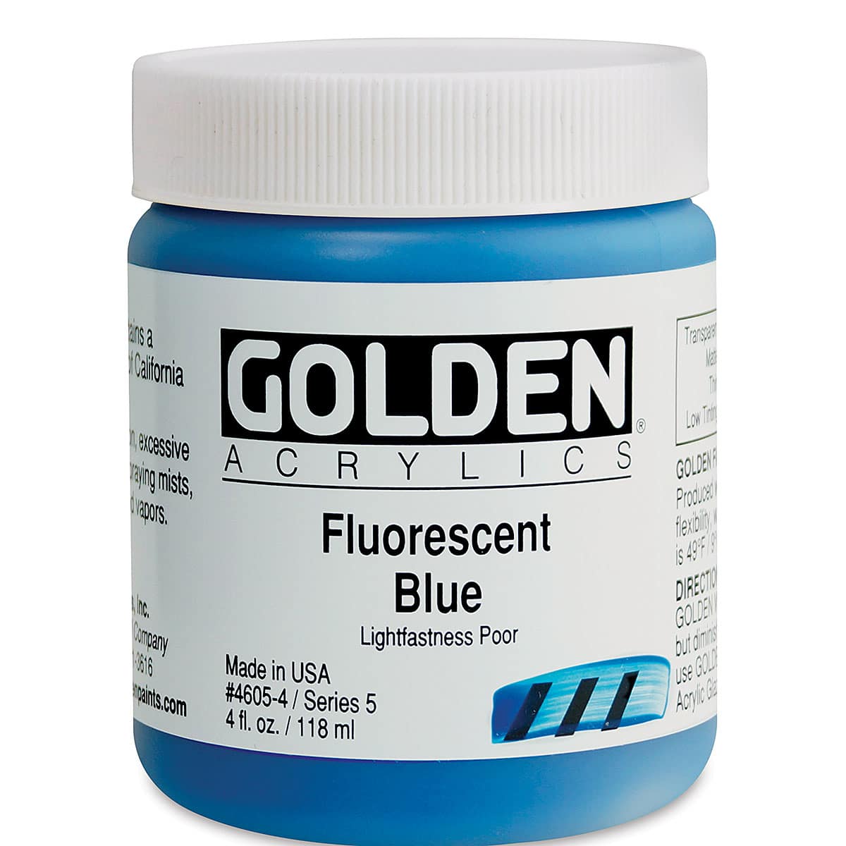 Golden Heavy Body Artist Acrylics - Fluorescent Blue, 4 oz Jar