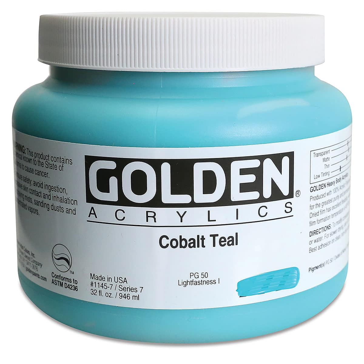Golden Heavy Body Artist Acrylics - Cobalt Teal, 32 oz