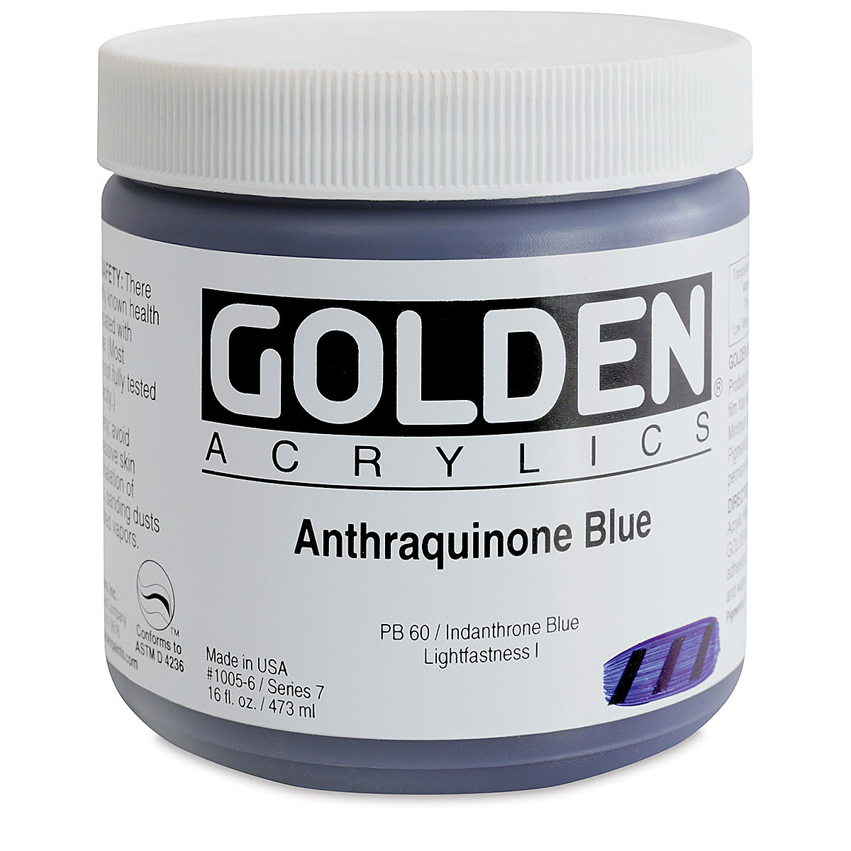 Golden Heavy Body Artist Acrylics - Anthraquinone Blue, 16 oz Jar