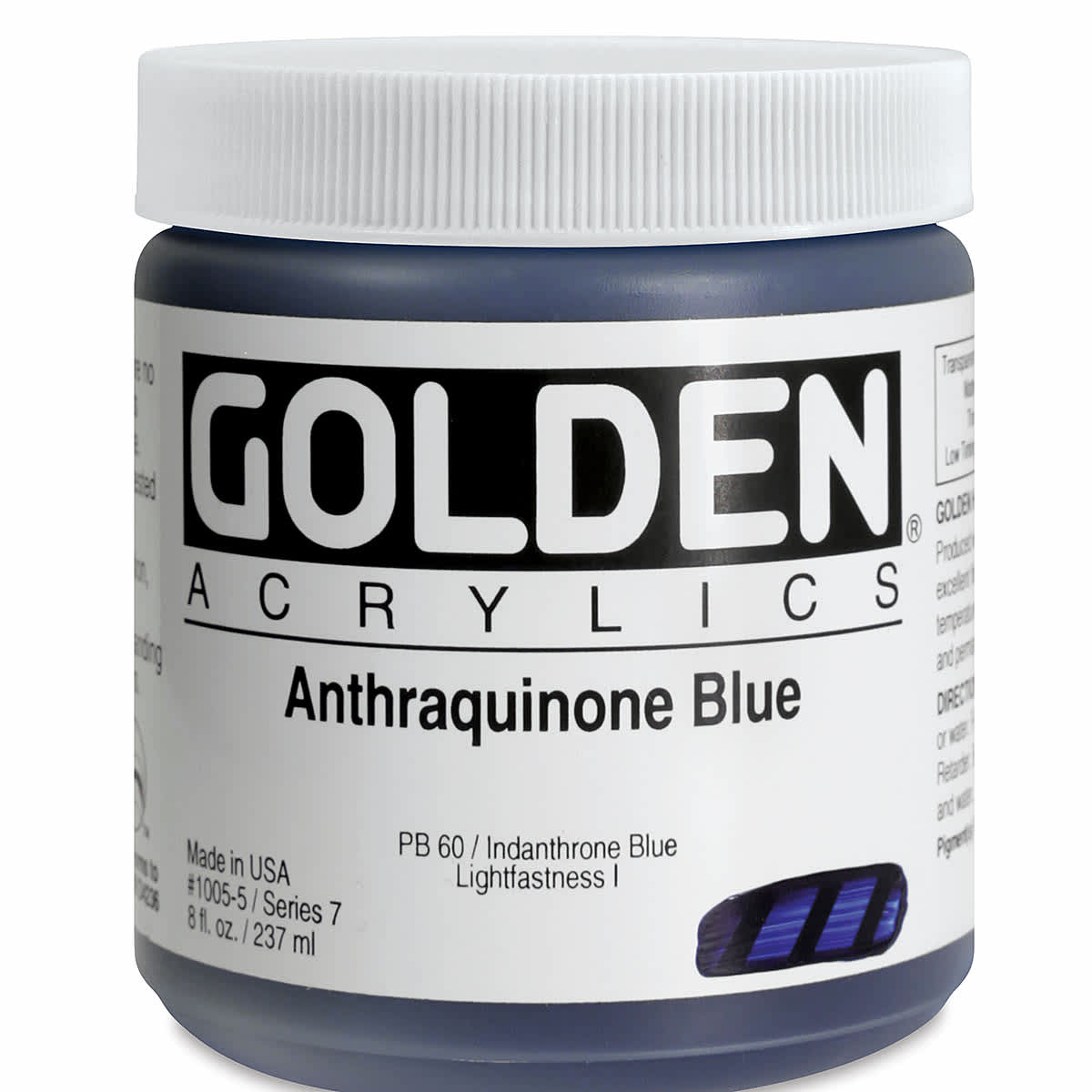 Golden Heavy Body Artist Acrylics - Anthraquinone Blue, 8 oz Jar