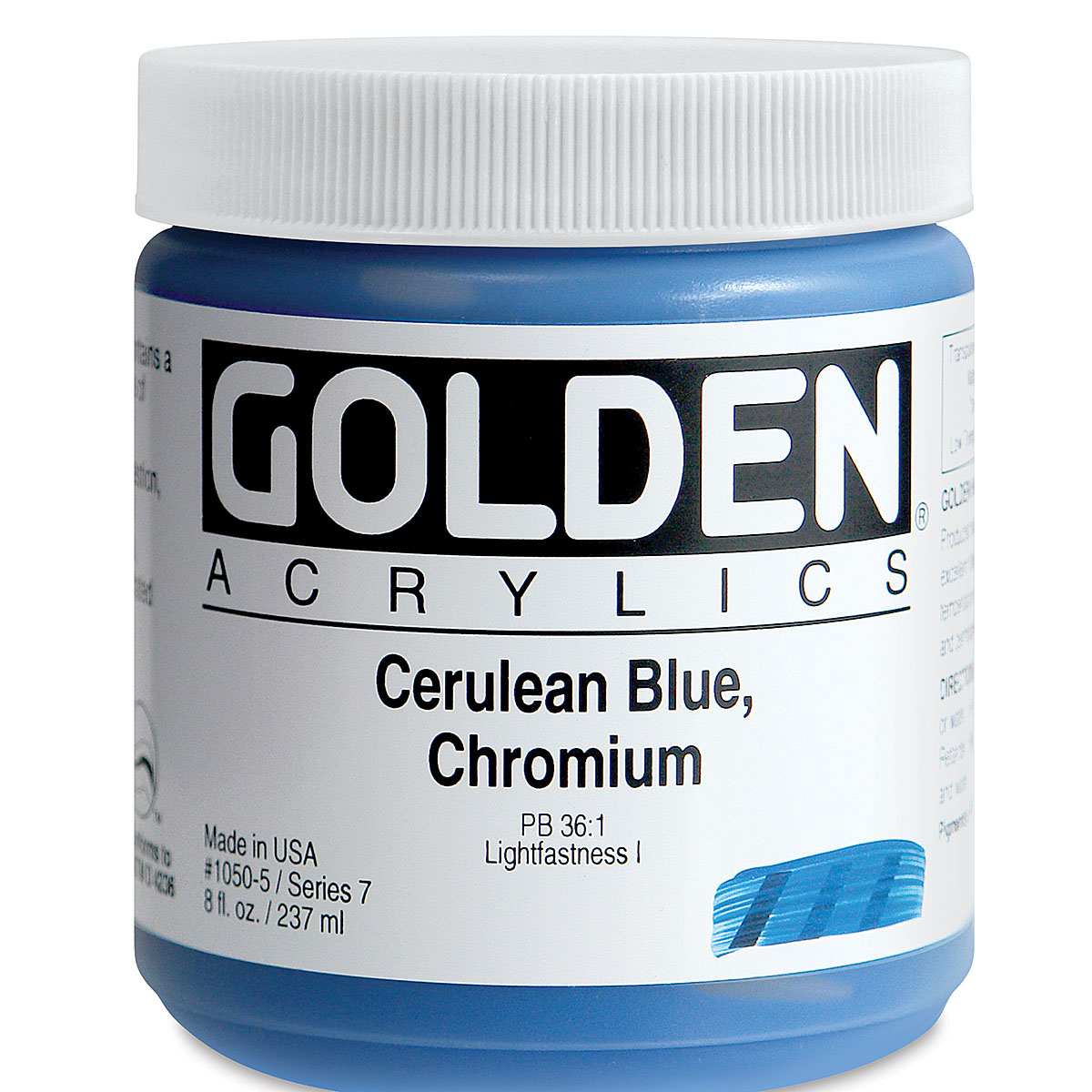 Golden Heavy Body Artist Acrylics - Cerulean Blue Chromium, 8 oz Jar