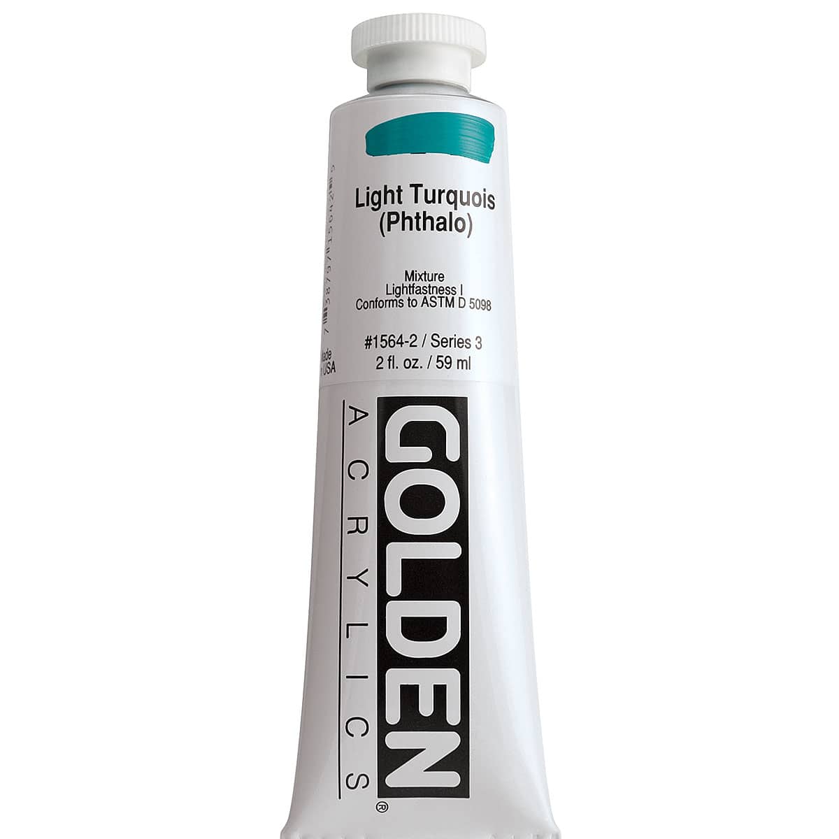 Golden Heavy Body Artist Acrylics - Light Turquoise (Phthalo), 2 oz Tube