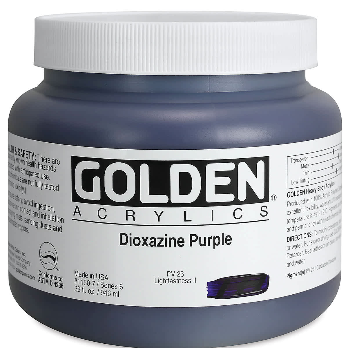 Golden Heavy Body Artist Acrylics - Dioxazine Purple, 32 oz Jar