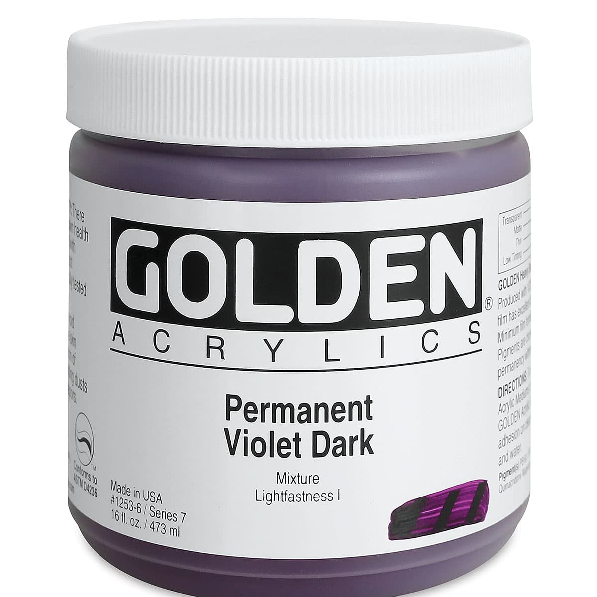 Golden Heavy Body Artist Acrylics - Permanent Violet Dark, 16 oz Jar