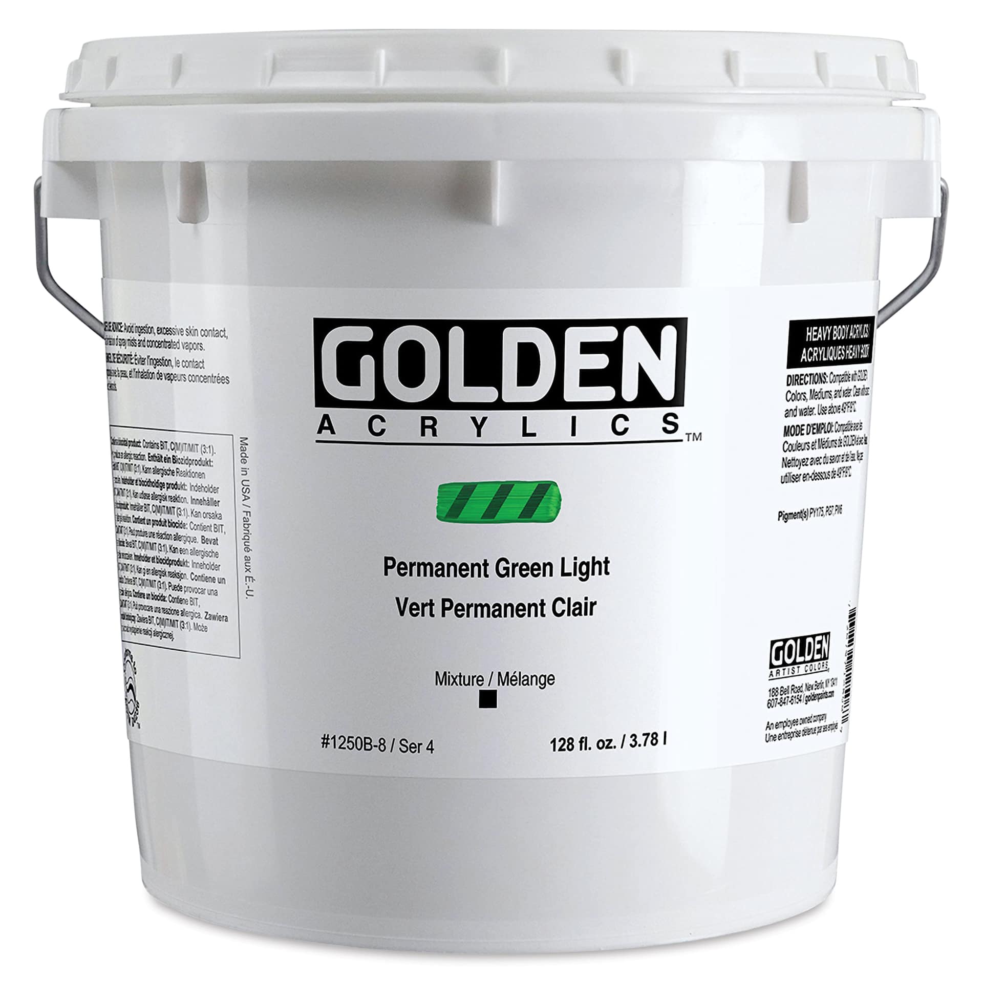 Golden Heavy Body Artist Acrylic - Permanent Green Light, 128 oz Jar