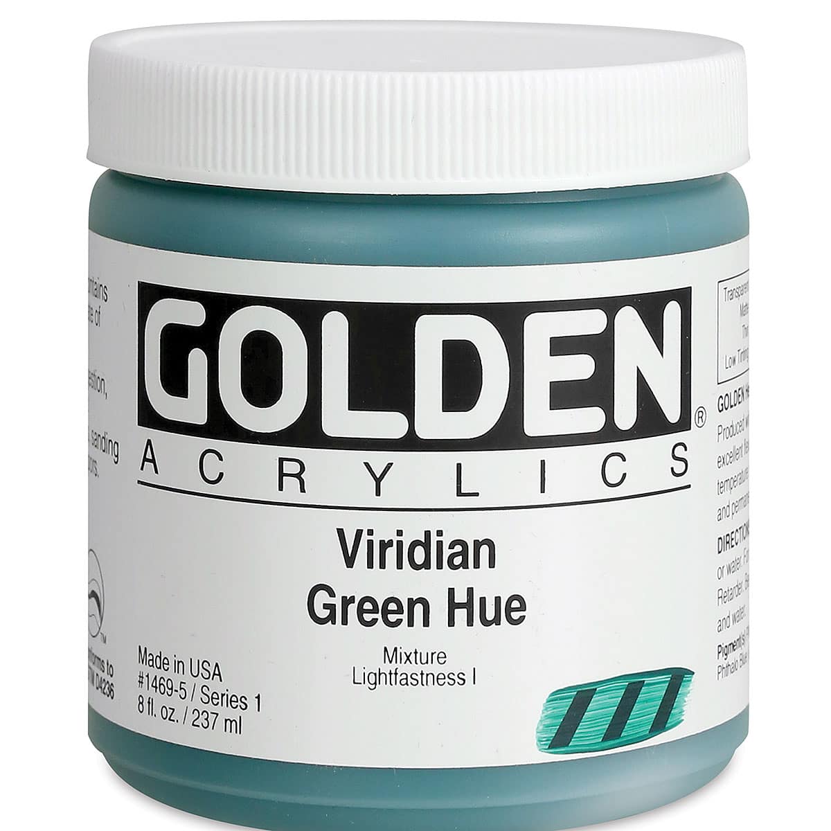 Golden Heavy Body Artist Acrylics - Viridian Green Hue, 8 oz Jar