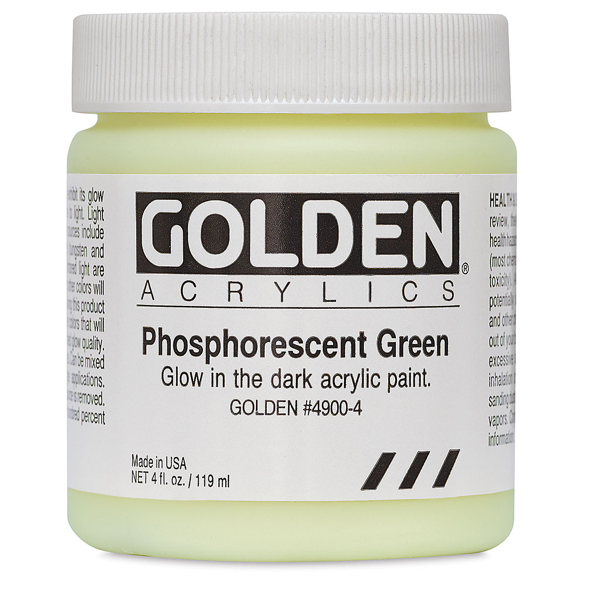 Golden Heavy Body Artist Acrylics - Phosphorescent Green, 4 oz Jar