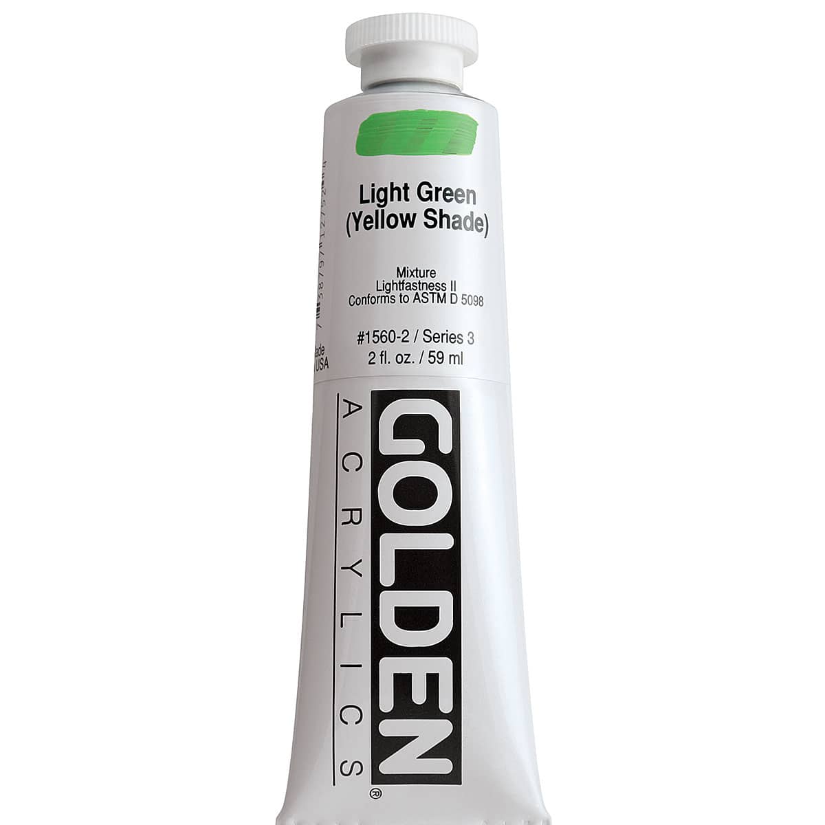 Golden Heavy Body Artist Acrylics - Light Green (Yellow Shade), 2 oz Tube