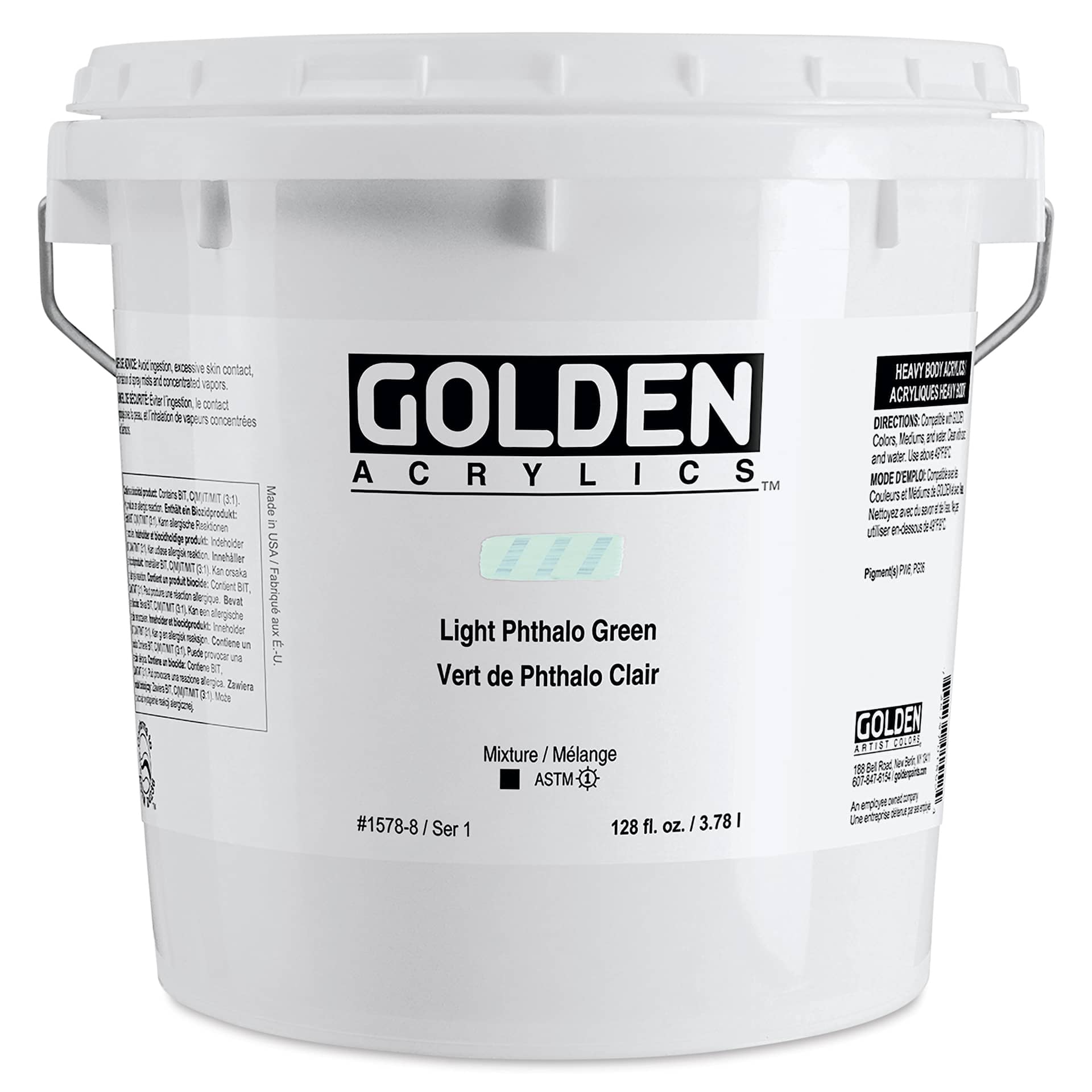 Golden Heavy Body Acrylic Paint - Light Phthalo Green, 128 oz Jar