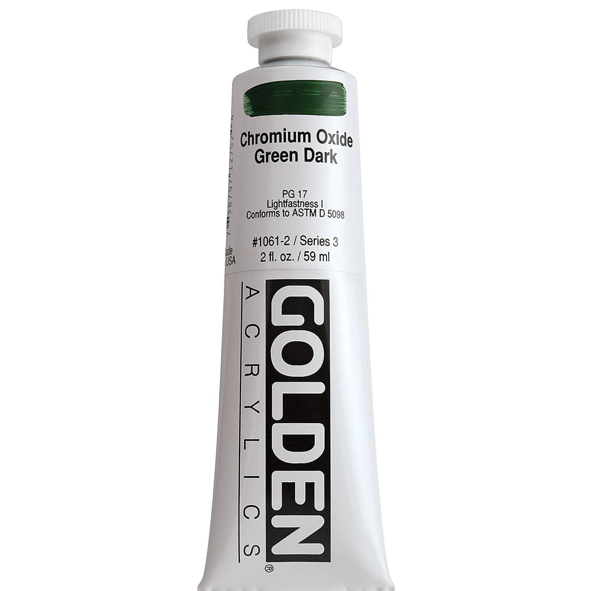 Golden Heavy Body Artist Acrylics - Chromium Oxide Green Dark, 2 oz Tube