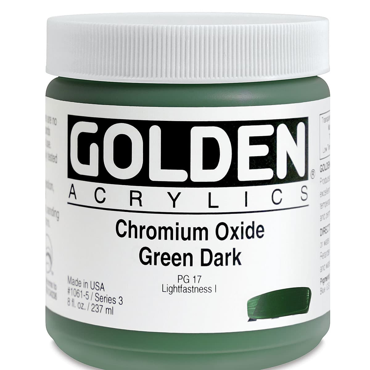 Golden Heavy Body Artist Acrylics - Chromium Oxide Green Dark, 8 oz Jar