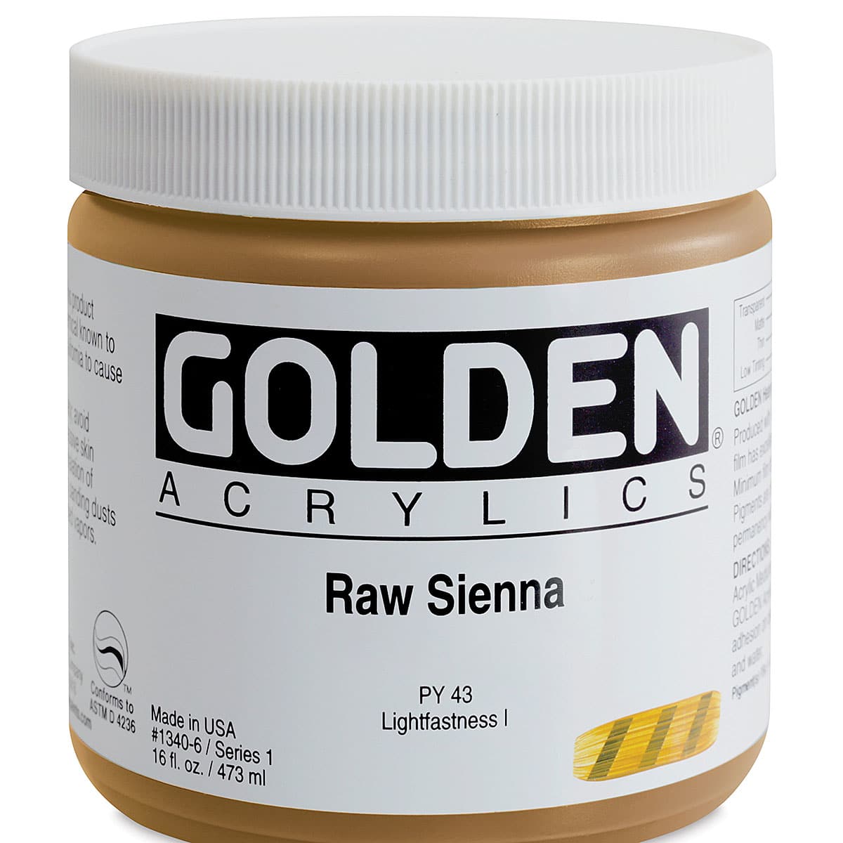 Golden Heavy Body Artist Acrylics - Raw Sienna, 16 oz Jar
