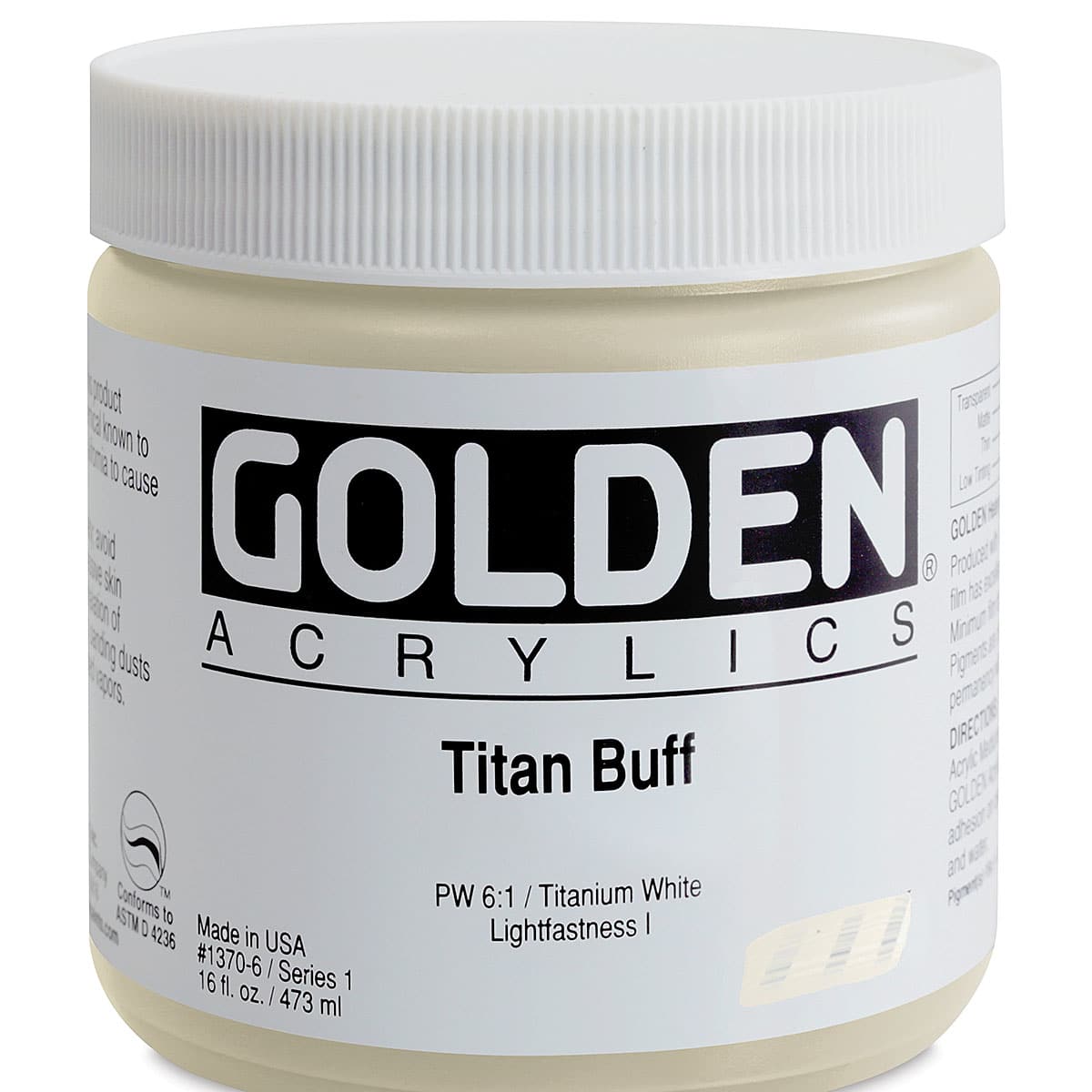 Golden Heavy Body Artist Acrylics - Titanium Buff, 16 oz Jar