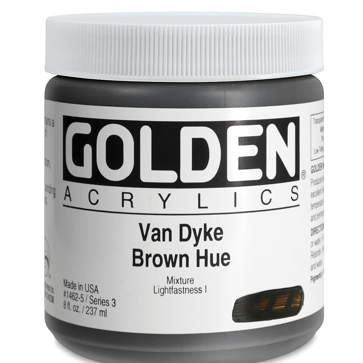 Golden Heavy Body Artist Acrylics - Van Dyke Brown Hue, 8 oz Jar