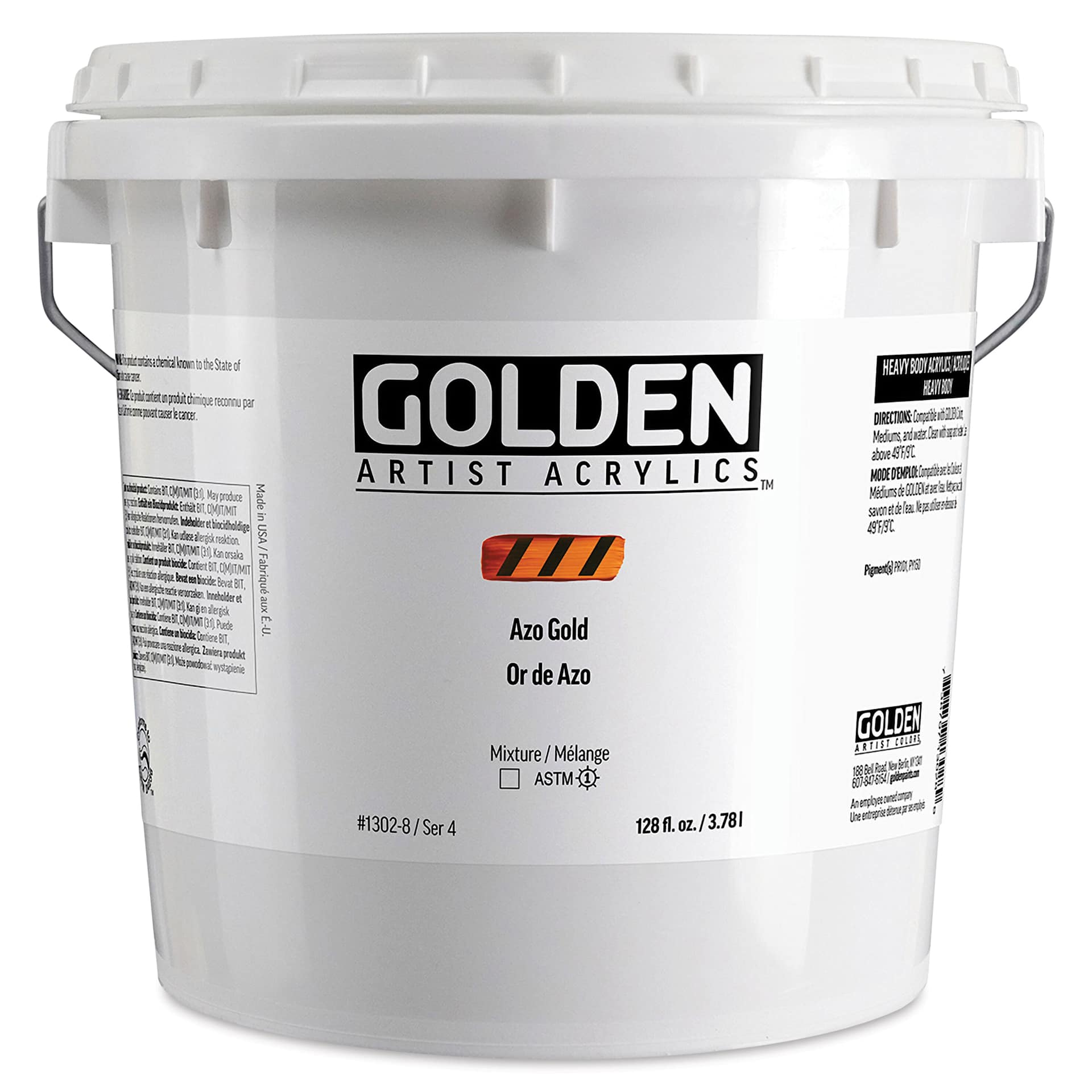 Golden Heavy Body Acrylic Paint - Azo Gold, 3.78 L Jar