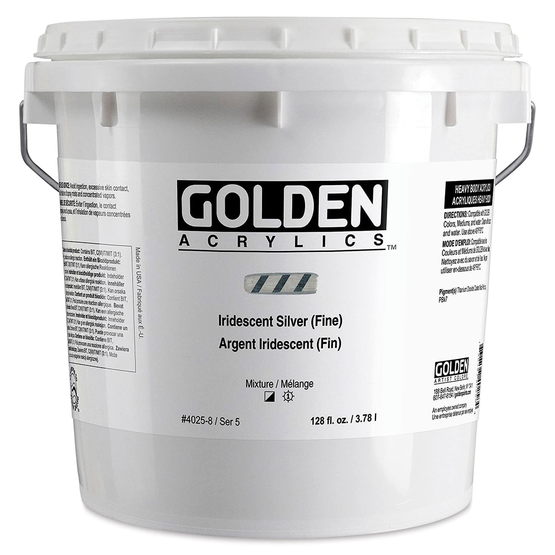 Golden Heavy Body Artist Acrylic - Iridescent Silver (Fine), 128 oz Jar
