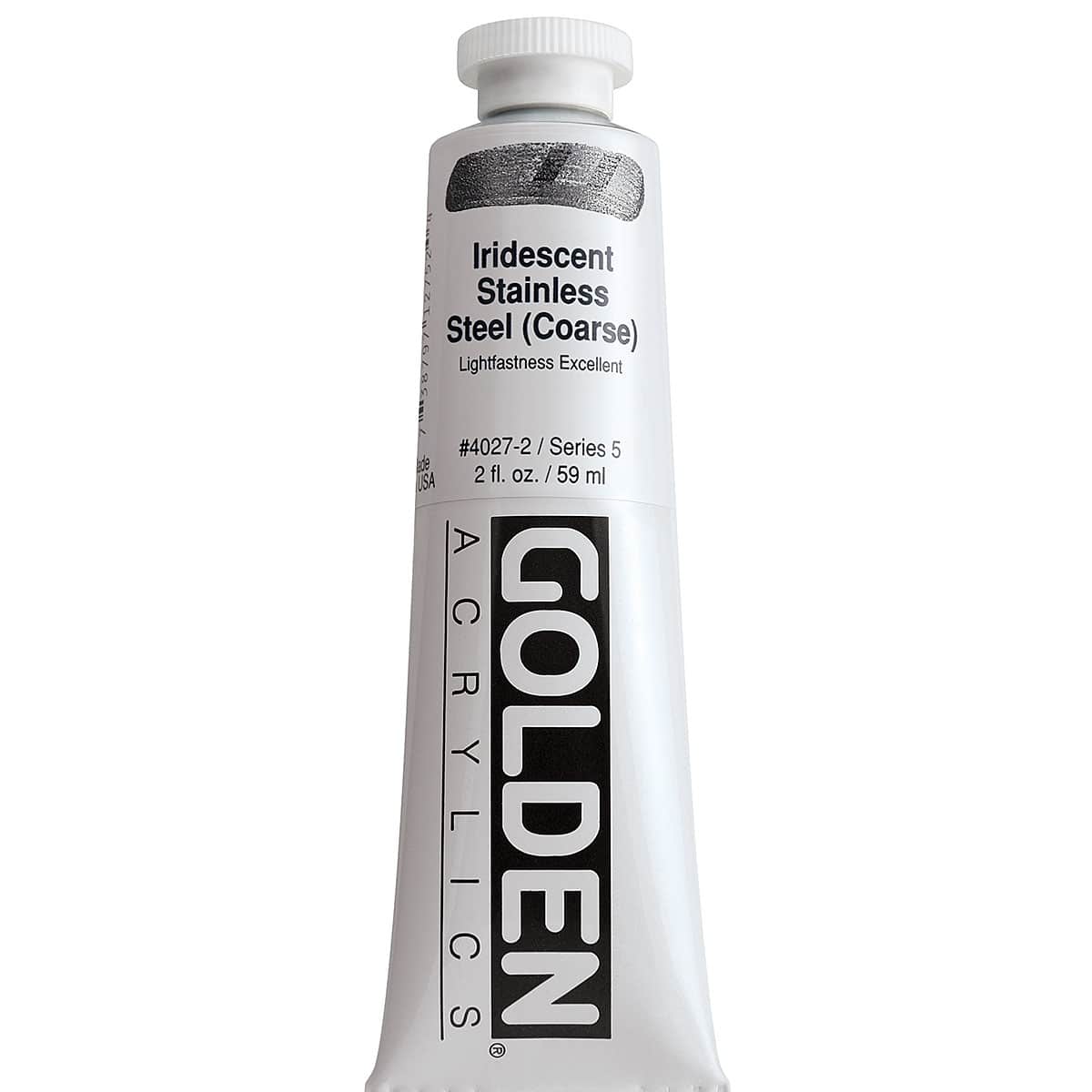 Golden Heavy Body Artist Acrylics - Iridescent Stainless Steel (Coarse), 2 oz Tube