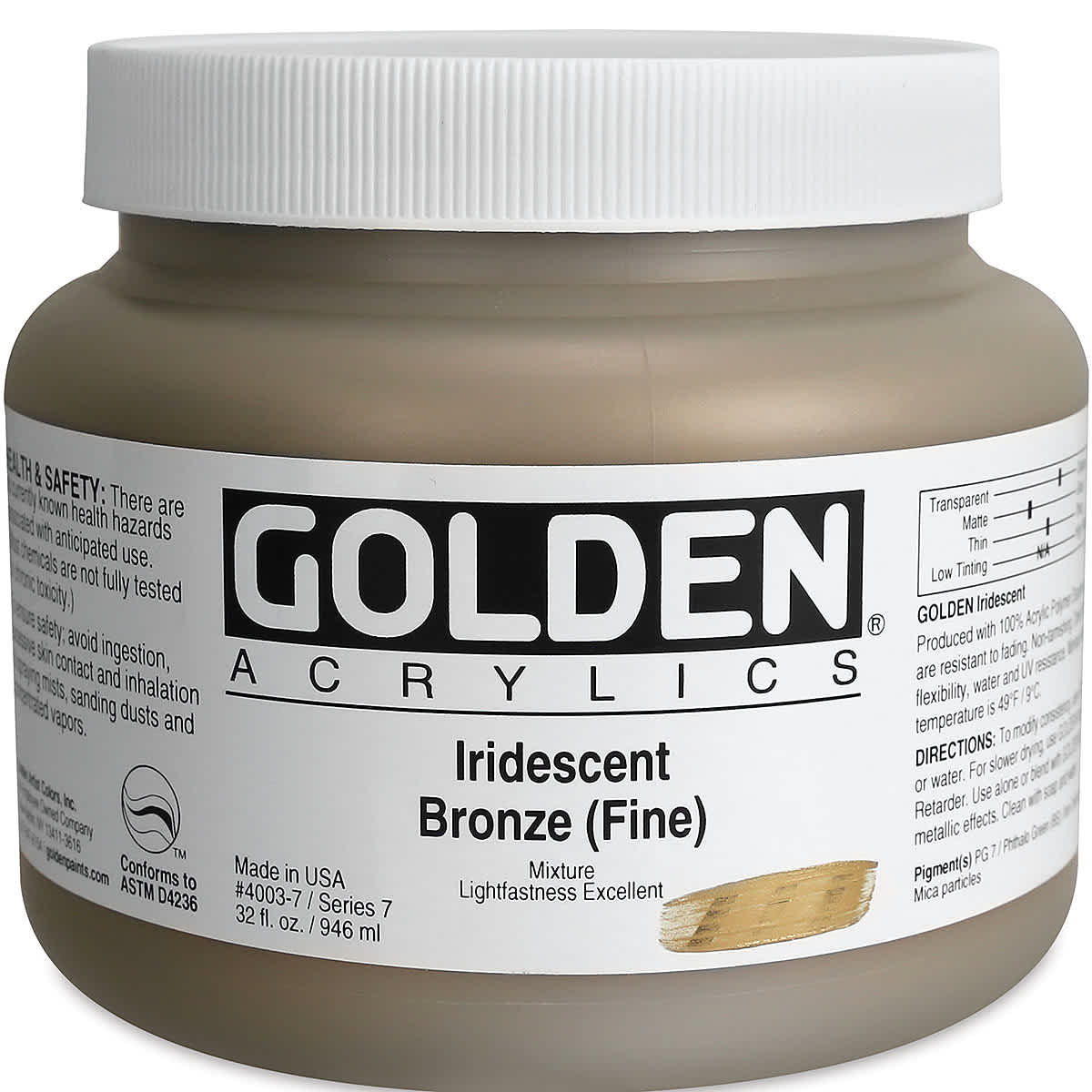 Golden Heavy Body Acrylic Paint - Iridescent Bronze (Fine), 32 oz Jar