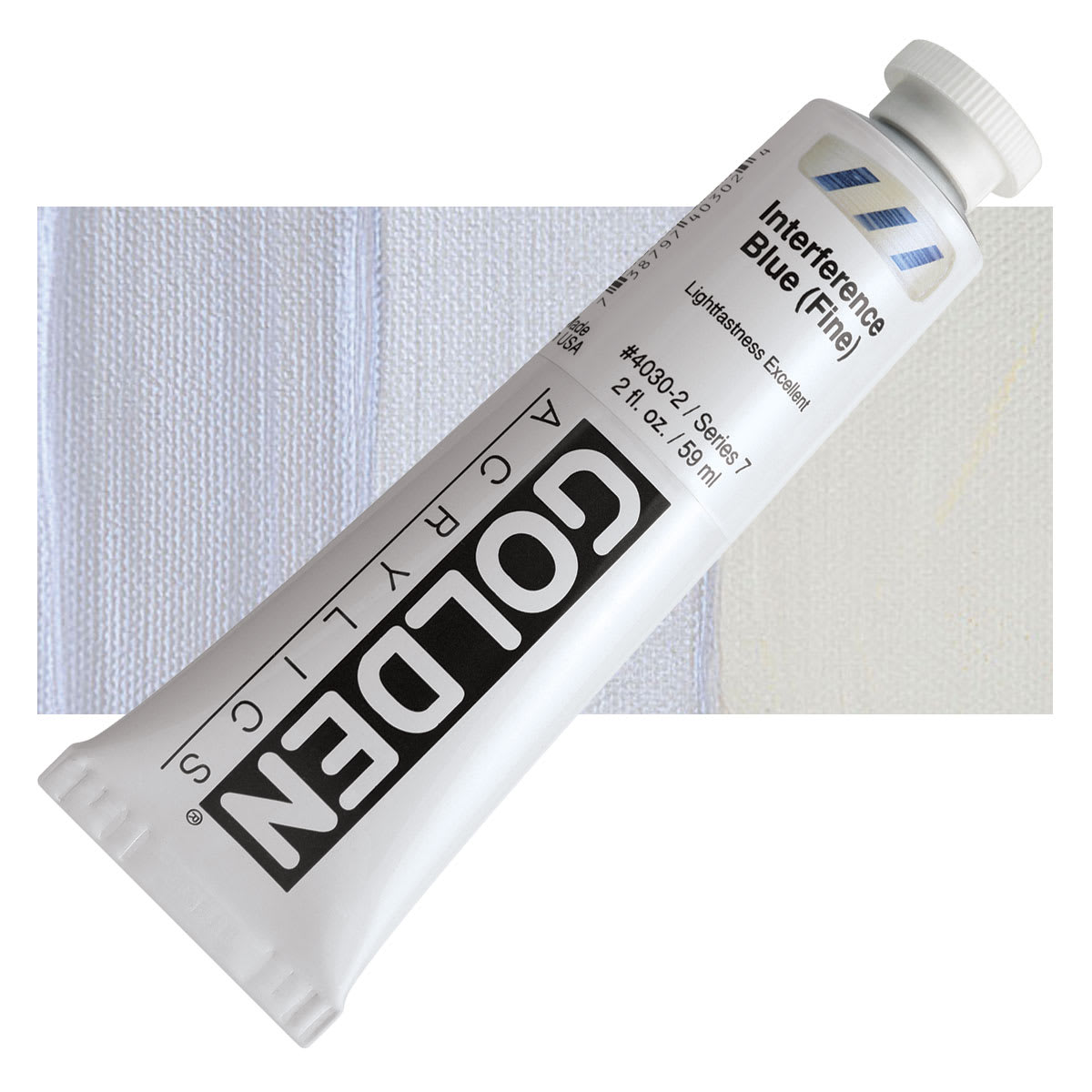 Golden Heavy Body Artist Acrylic - Interference Blue (Fine), 2 oz Tube and swatch