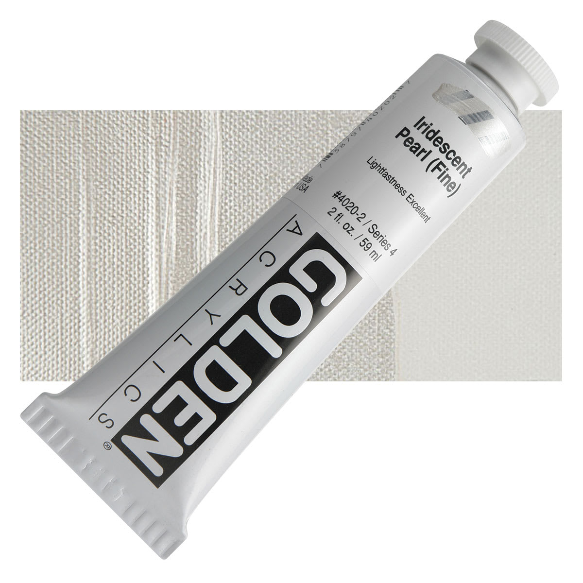Golden Heavy Body Artist Acrylic - Iridescent Pearl (Fine), 2 oz Tube and swatch