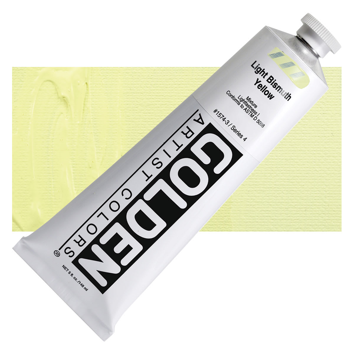 Golden Heavy Body Artist Acrylic - Light Bismuth Yellow, 5 oz and swatch